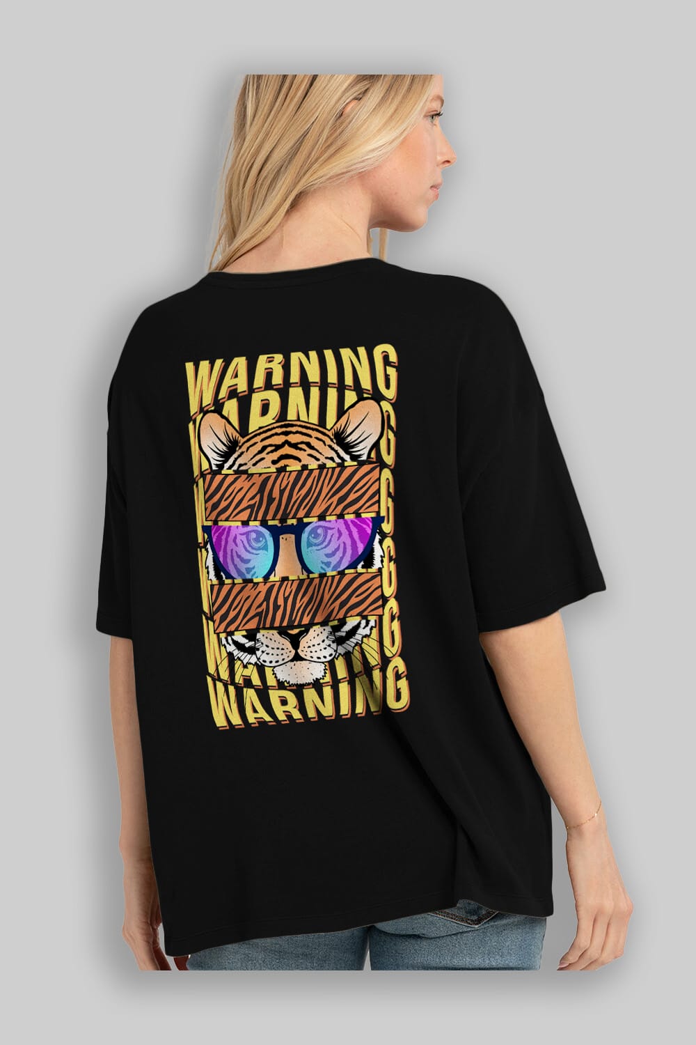 Warning Yazılı Arka Baskılı Oversize t-shirt Erkek Kadın Unisex