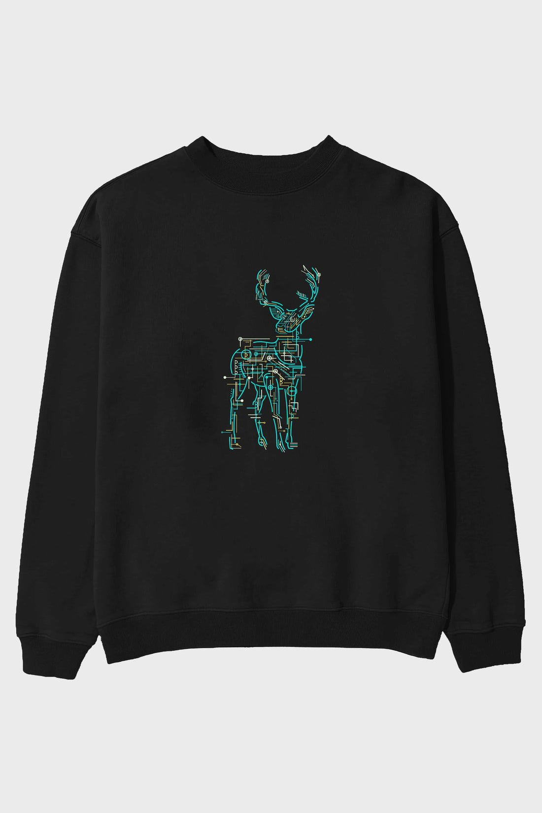Electric Deer Ön Baskılı Oversize Sweatshirt Erkek Kadın Unisex