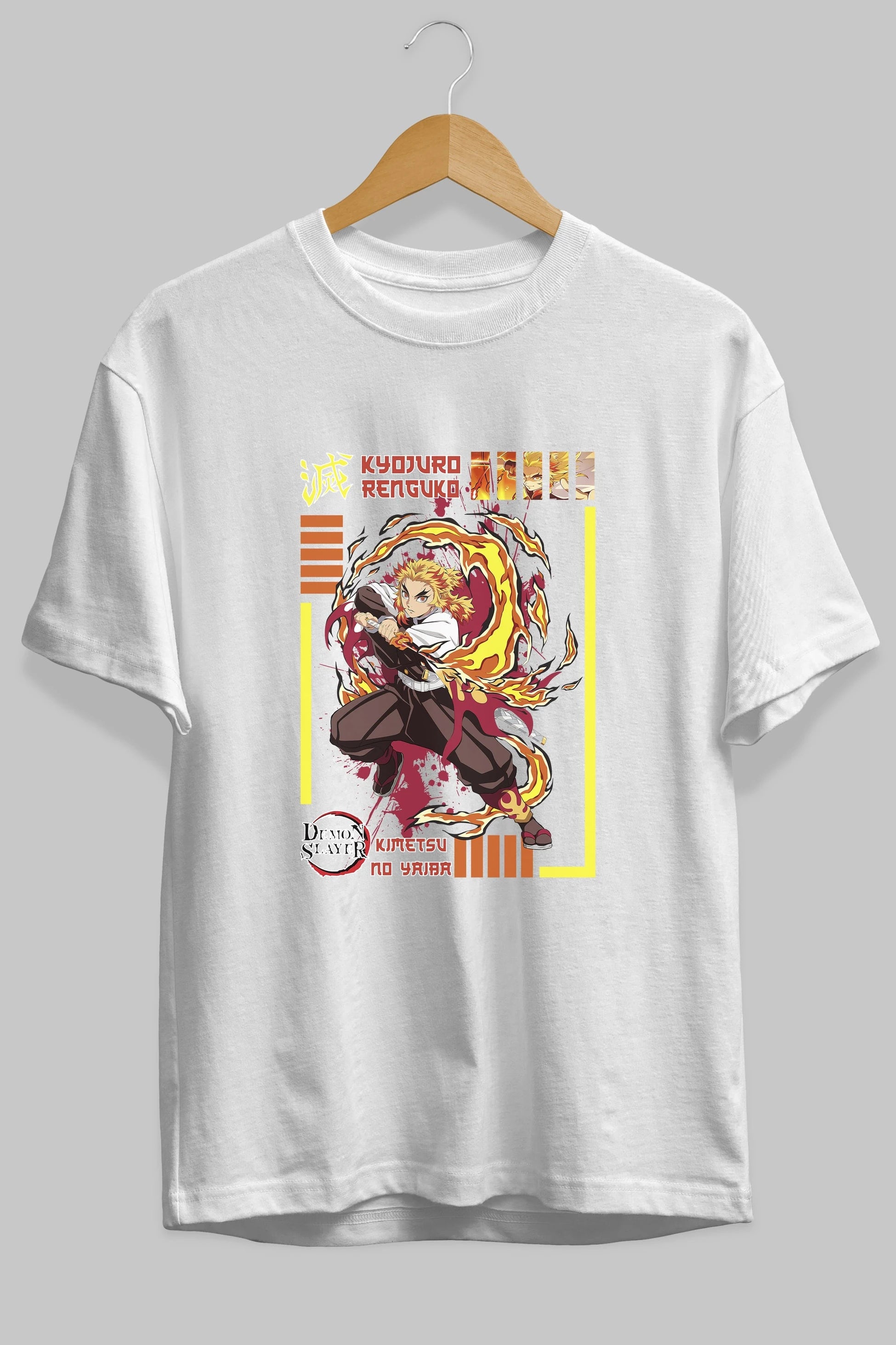 KYOJURO RENGOKU Anime Ön Baskılı Oversize t-shirt %100 pamuk Erkek Kadın Unisex