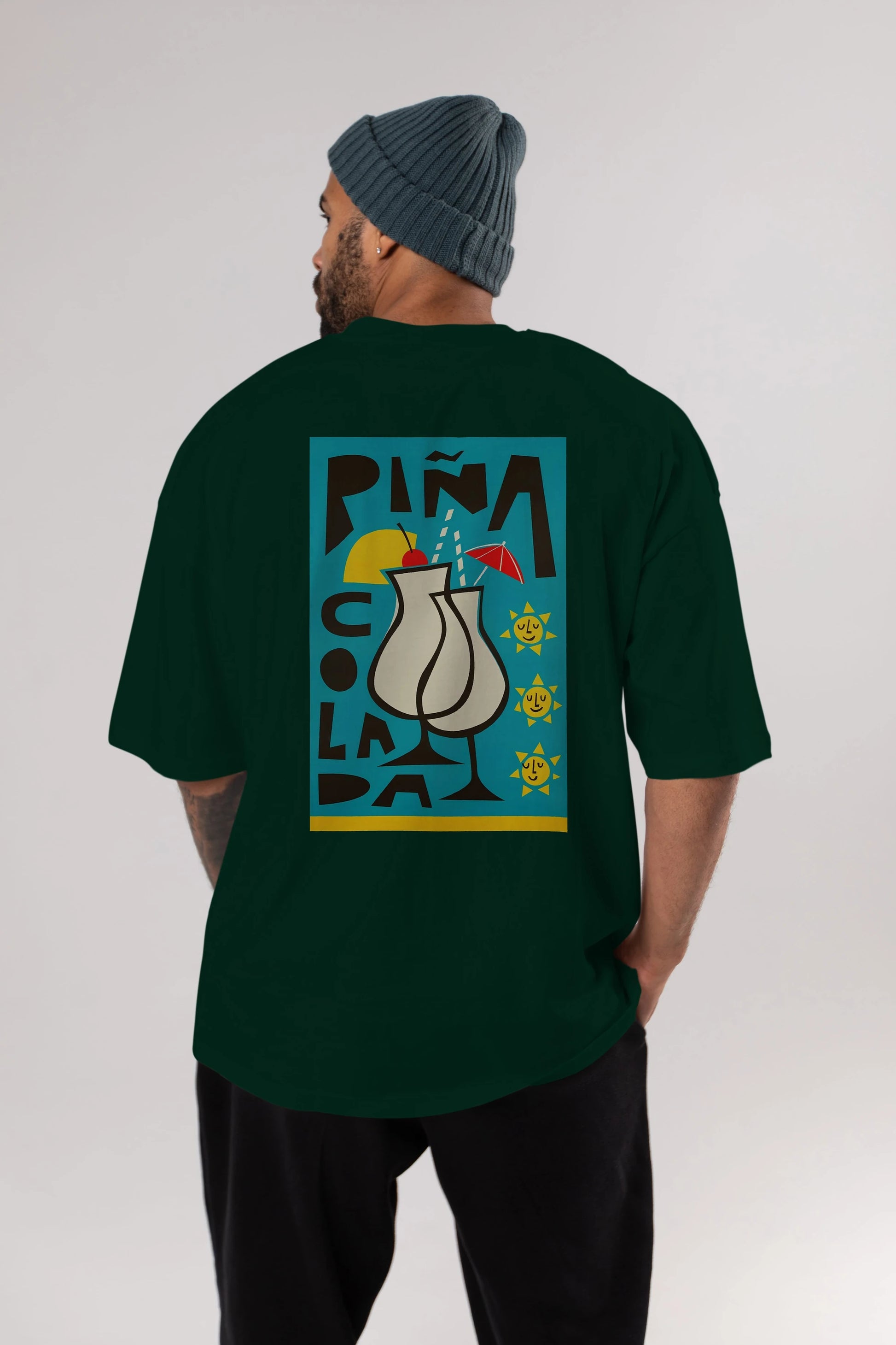 Pina Colada 4 Arka Baskılı Oversize t-shirt Erkek Kadın Unisex %100 Pamuk Bisiklet Yaka tişort