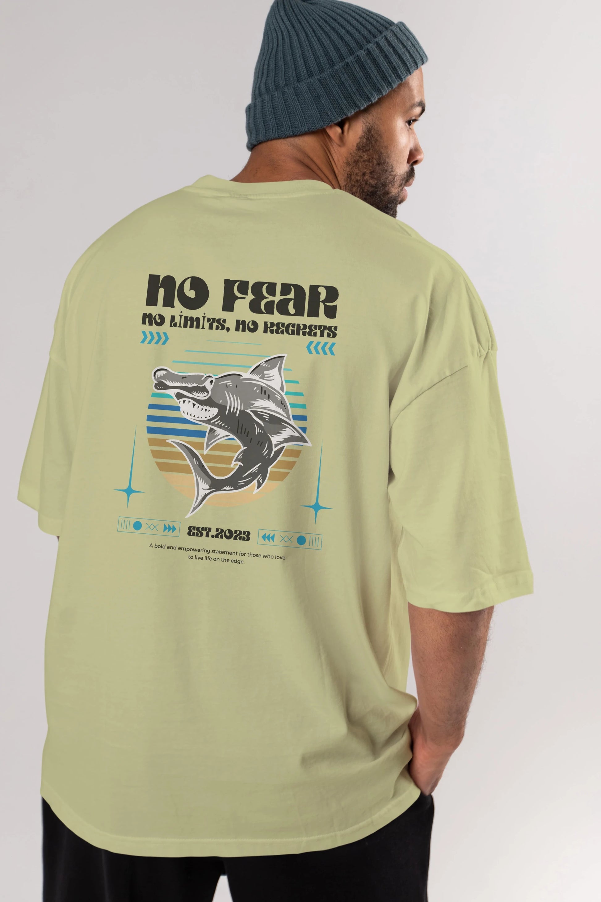 No Fear Yazılı Arka Baskılı Oversize t-shirt Erkek Kadın Unisex