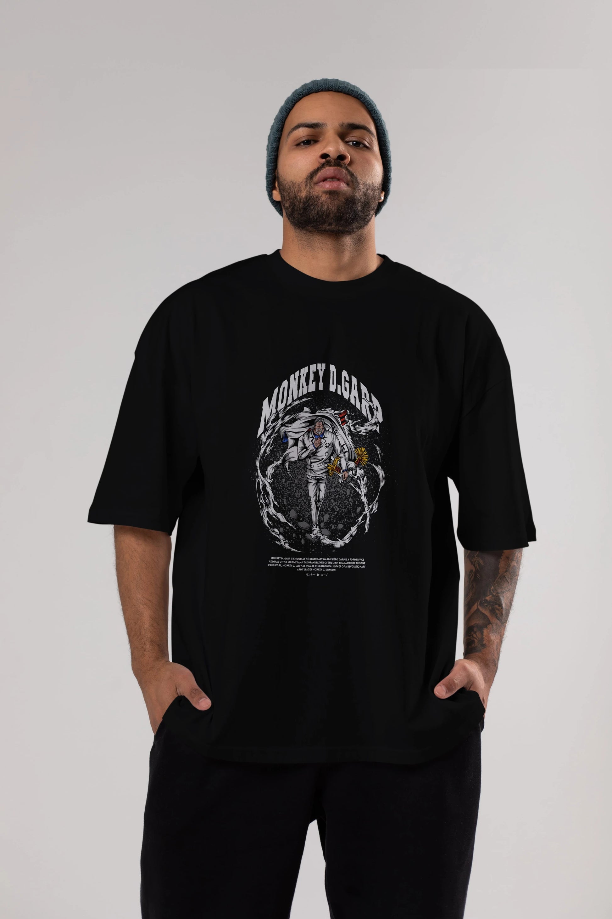 Monkey D. Garp Anime Ön Baskılı Oversize t-shirt %100 pamuk Erkek Kadın Unisex
