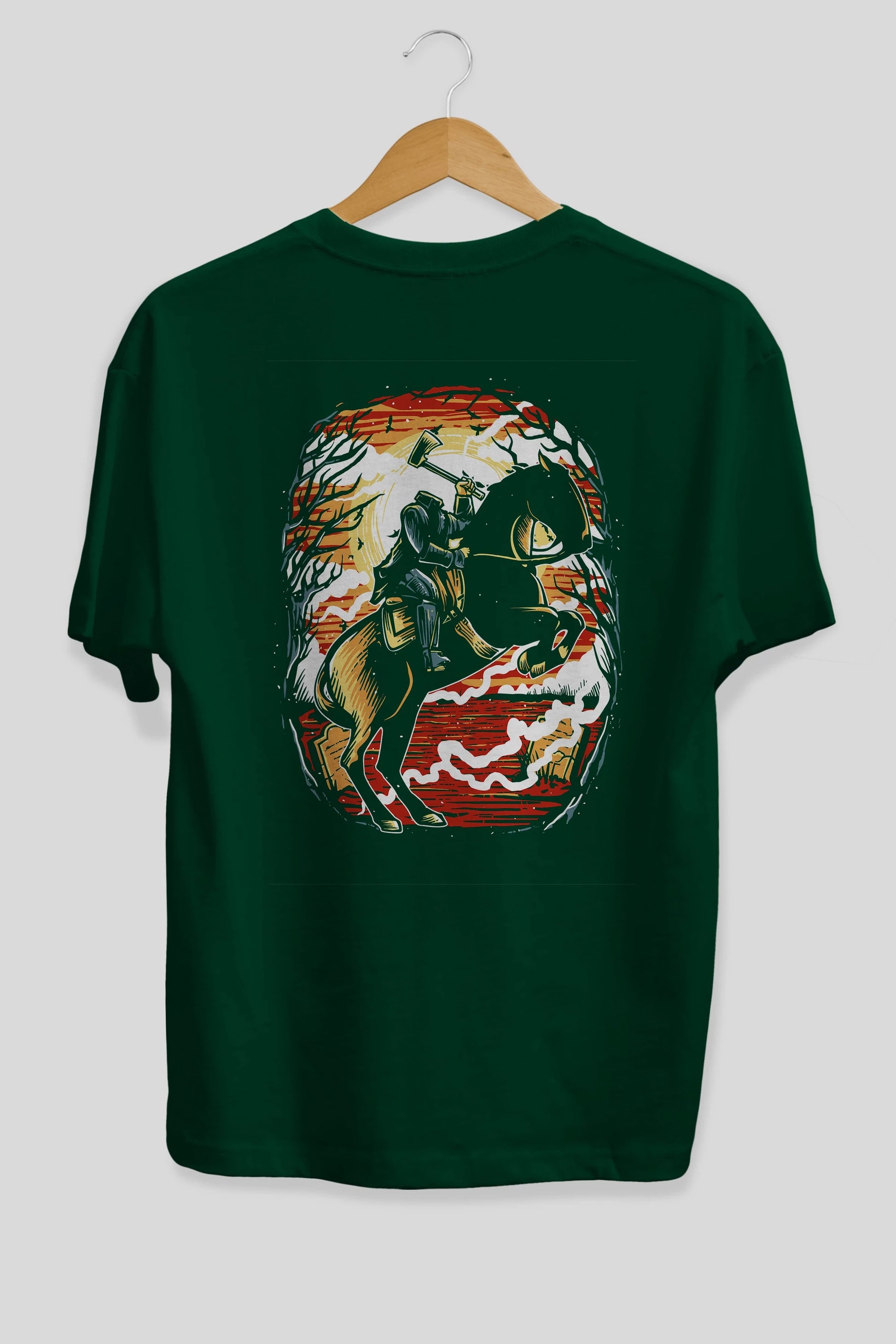 Headless Horseman Arka Baskılı Oversize t-shirt Erkek Kadın Unisex %100 Pamuk