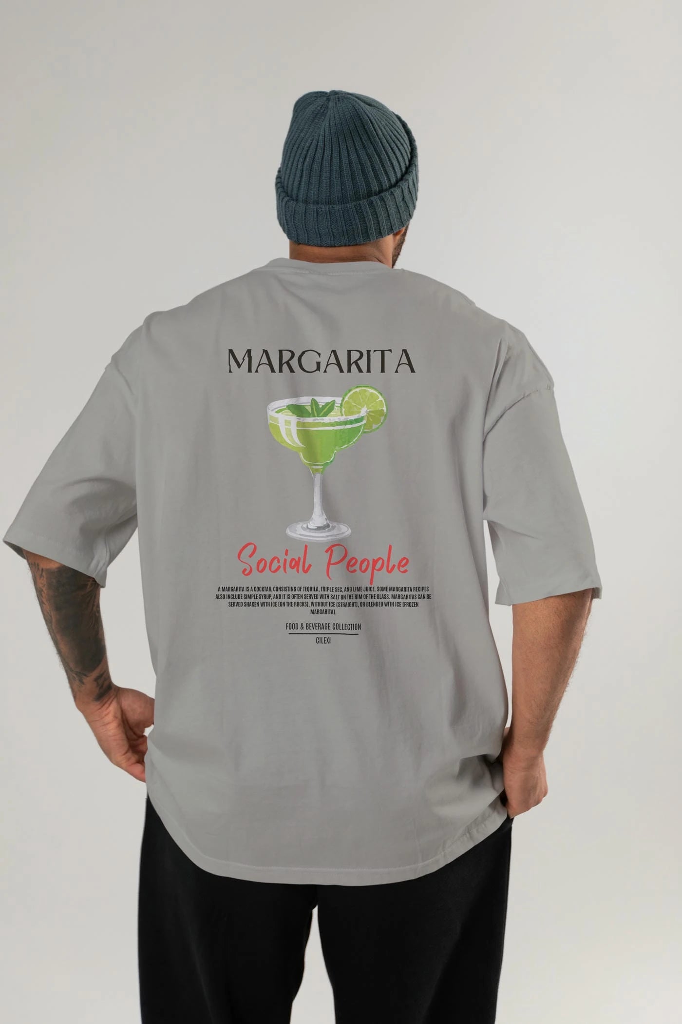 Margarita Kokteyl Serisi Baskılı Oversize t-shirt Erkek Kadın Unisex %100 Pamuk Bisiklet Yaka tişort