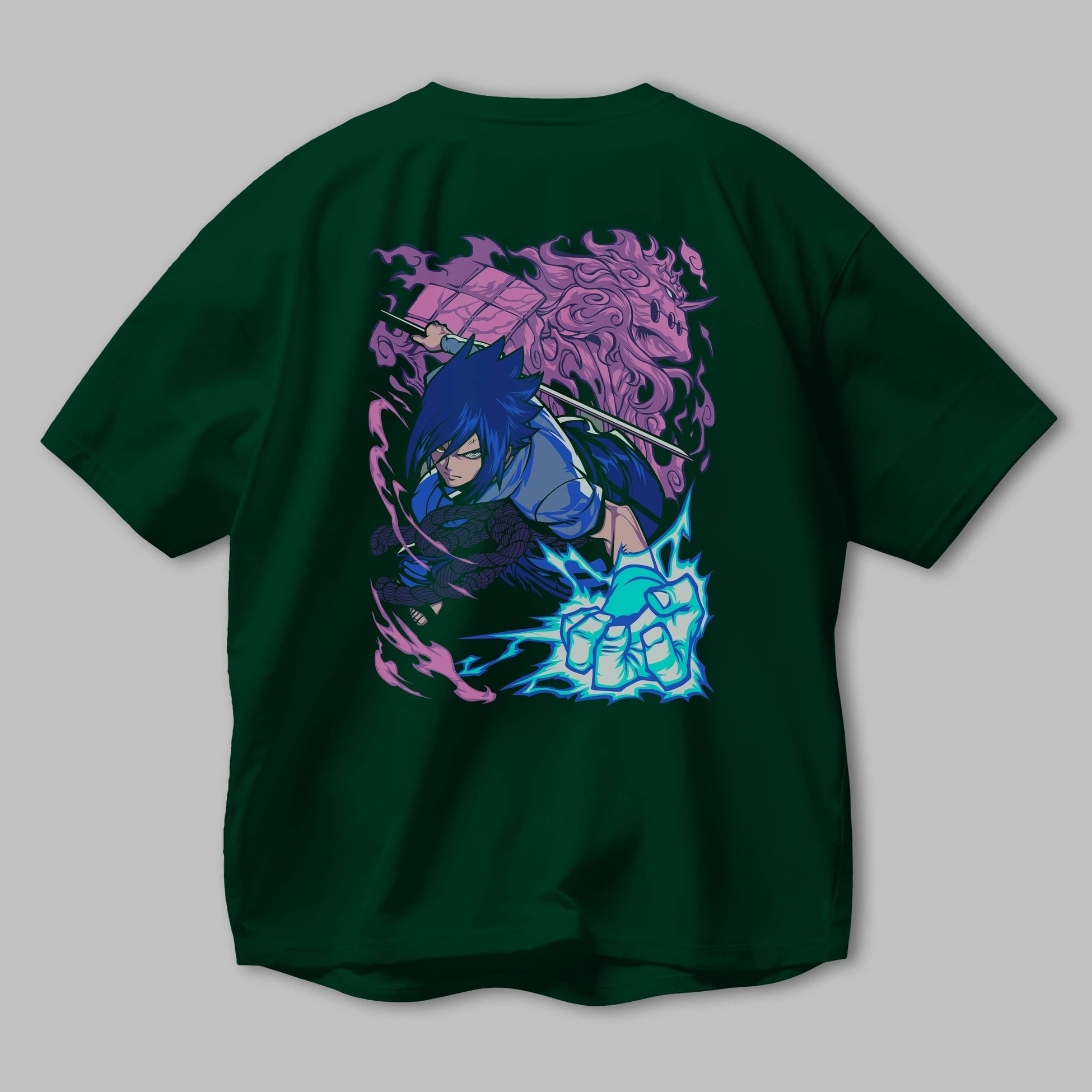 NARUTO SASUKE UCHIHA 2 Anime Arka Baskılı Oversize t-shirt Erkek Kadın Unisex