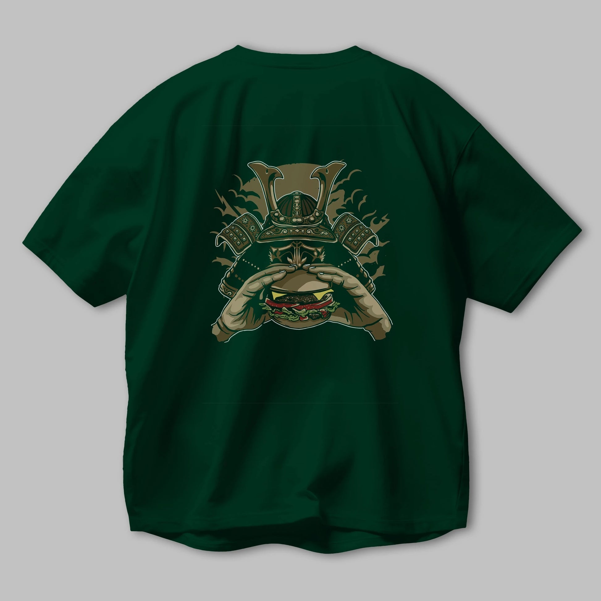 Samurai Burger Arka Baskılı Oversize t-shirt Erkek Kadın Unisex %100 Pamuk