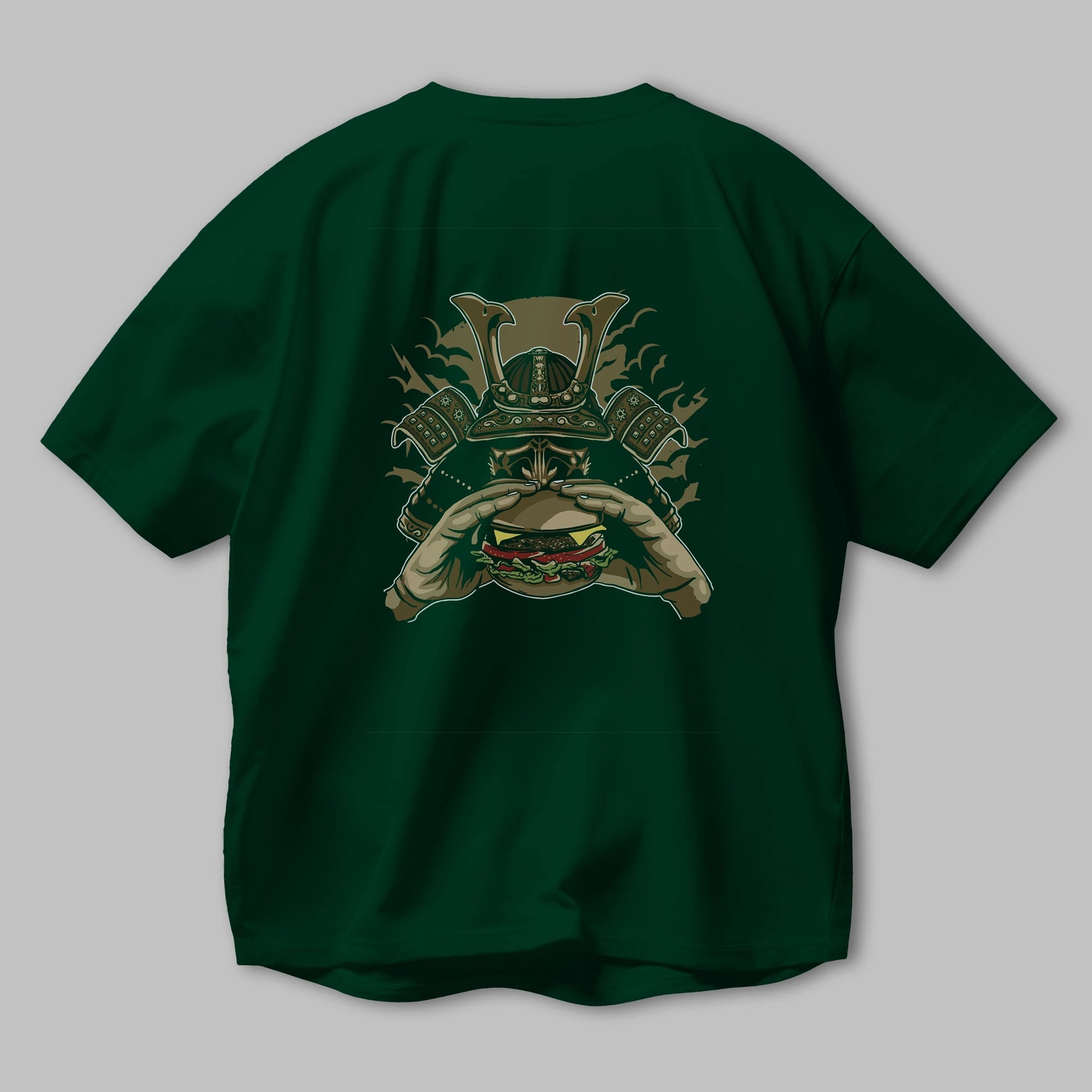 Samurai Burger Arka Baskılı Oversize t-shirt Erkek Kadın Unisex %100 Pamuk