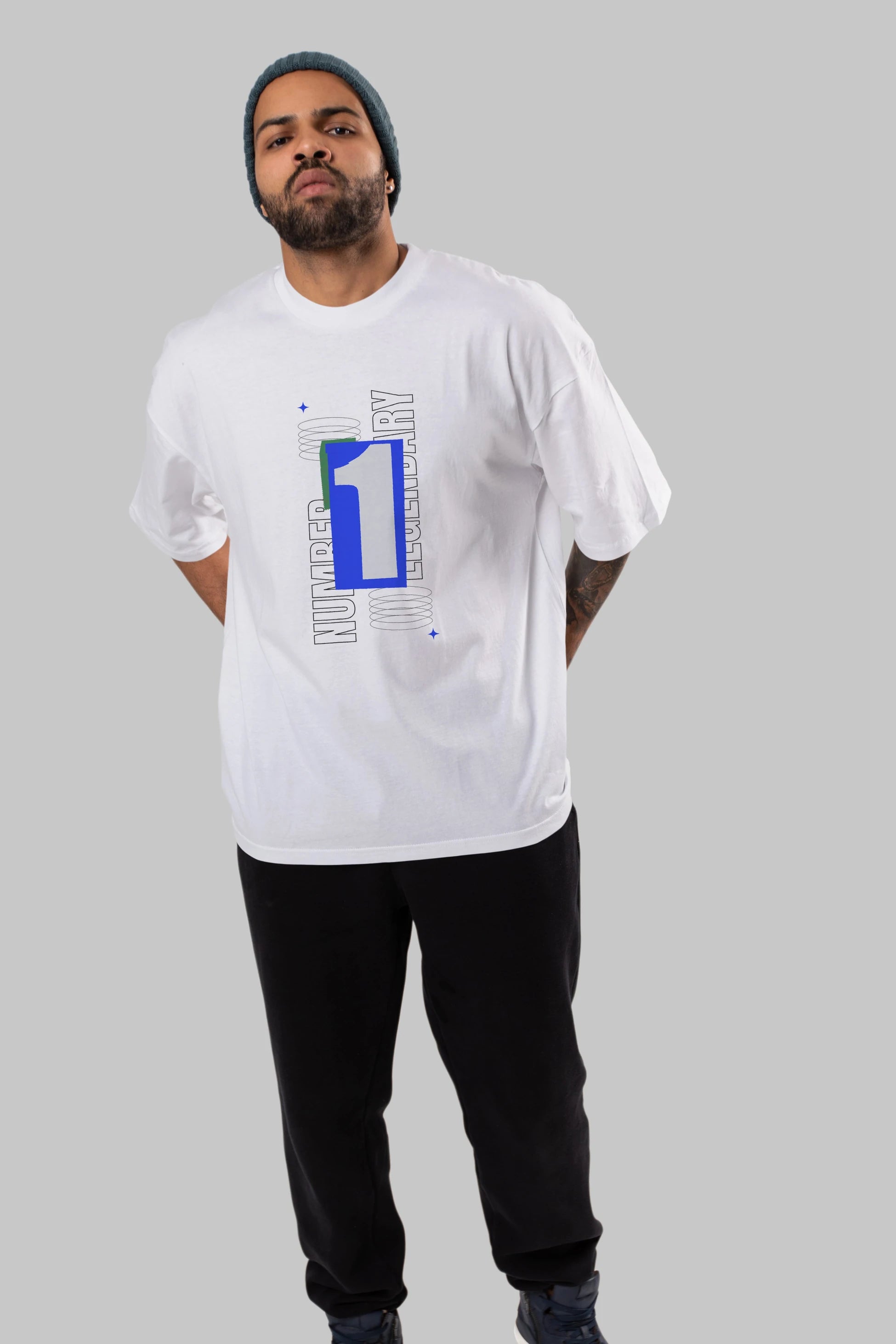 Number 1 Yazılı Ön Baskılı Oversize t-shirt Erkek Kadın Unisex