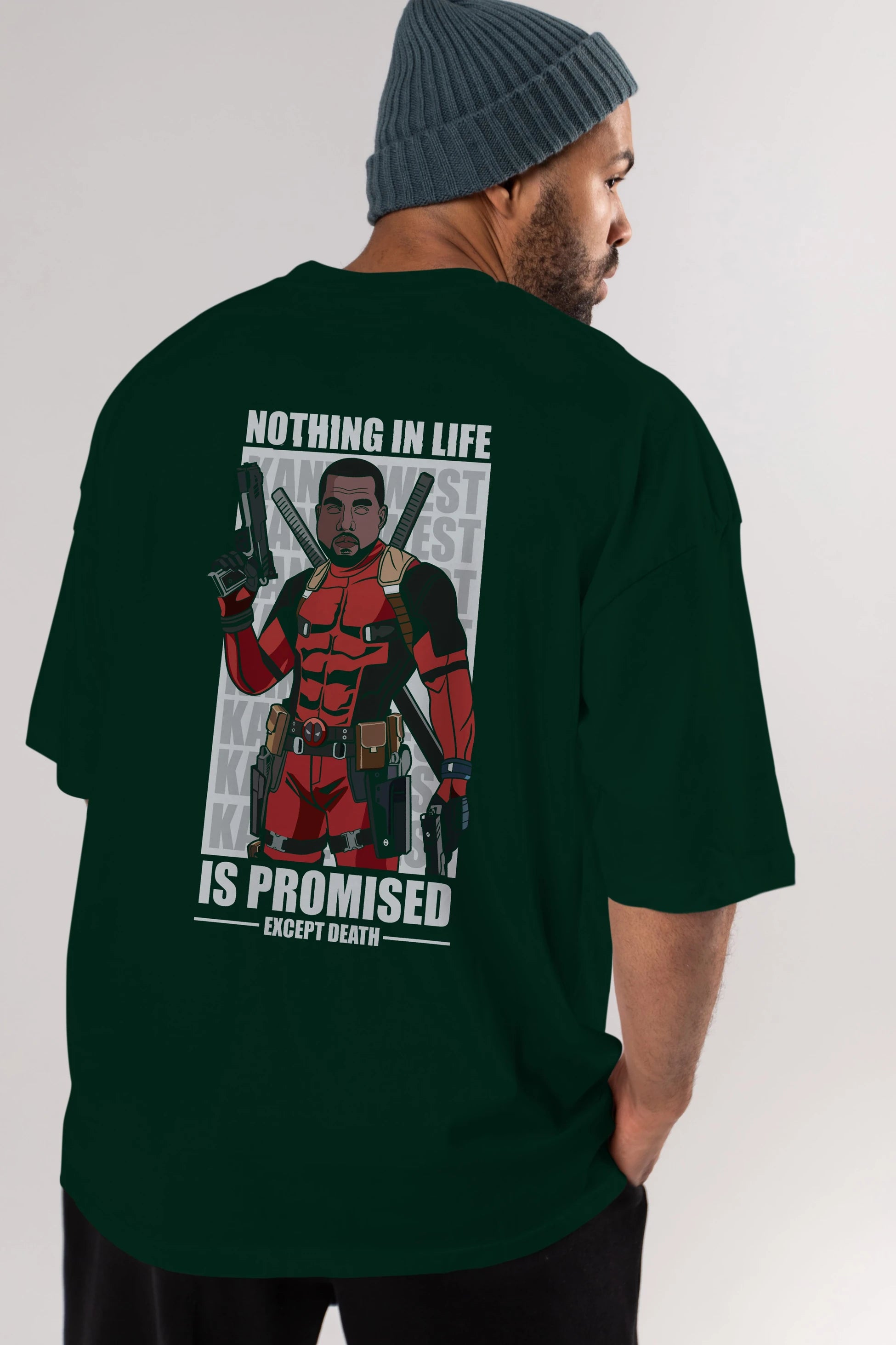 Kanye West Deadpool Arka Baskılı Oversize t-shirt Erkek Kadın Unisex %100 Pamuk tişort