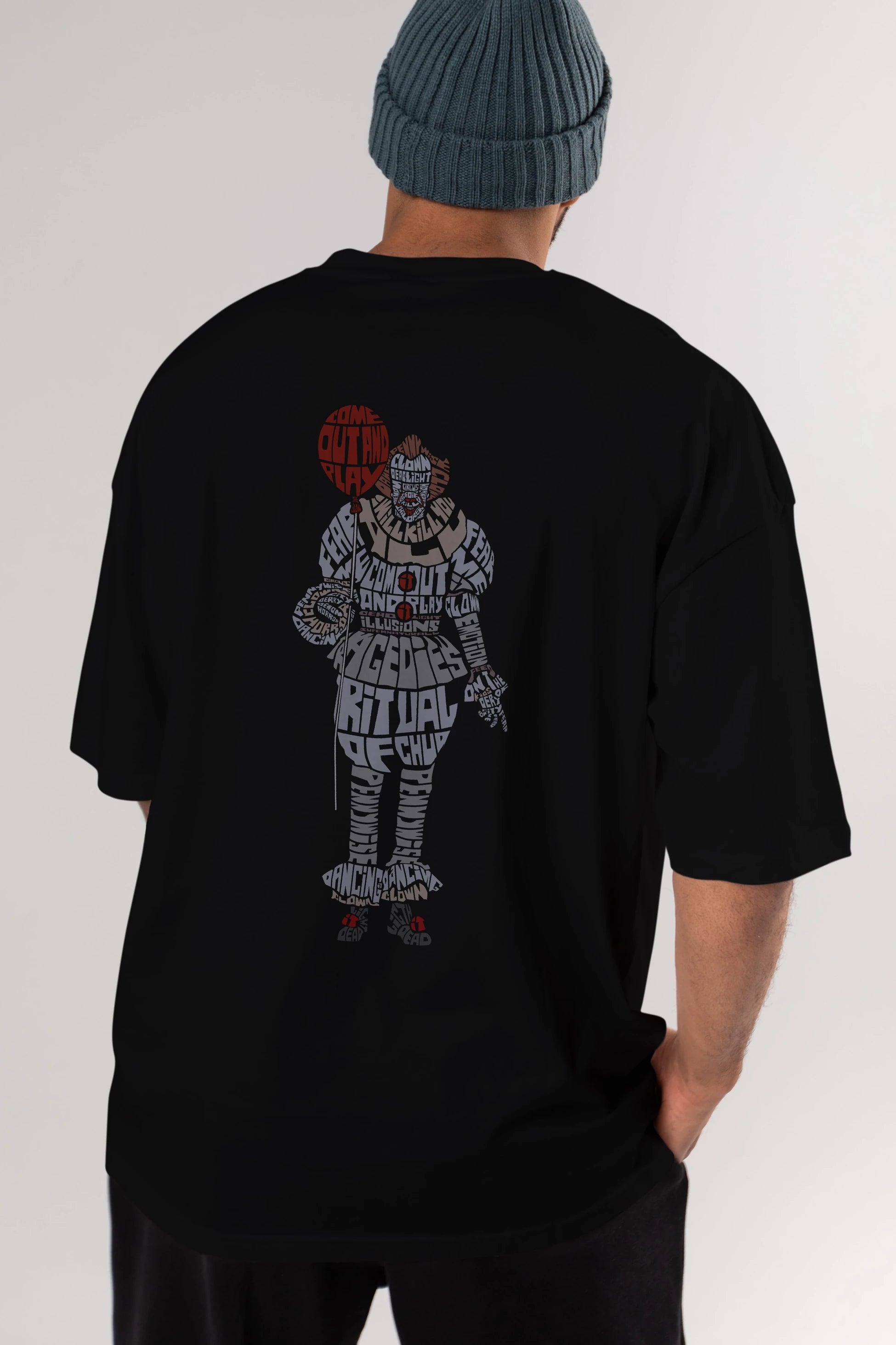 It Arka Baskılı Oversize t-shirt %100 pamuk Erkek Kadın Unisex