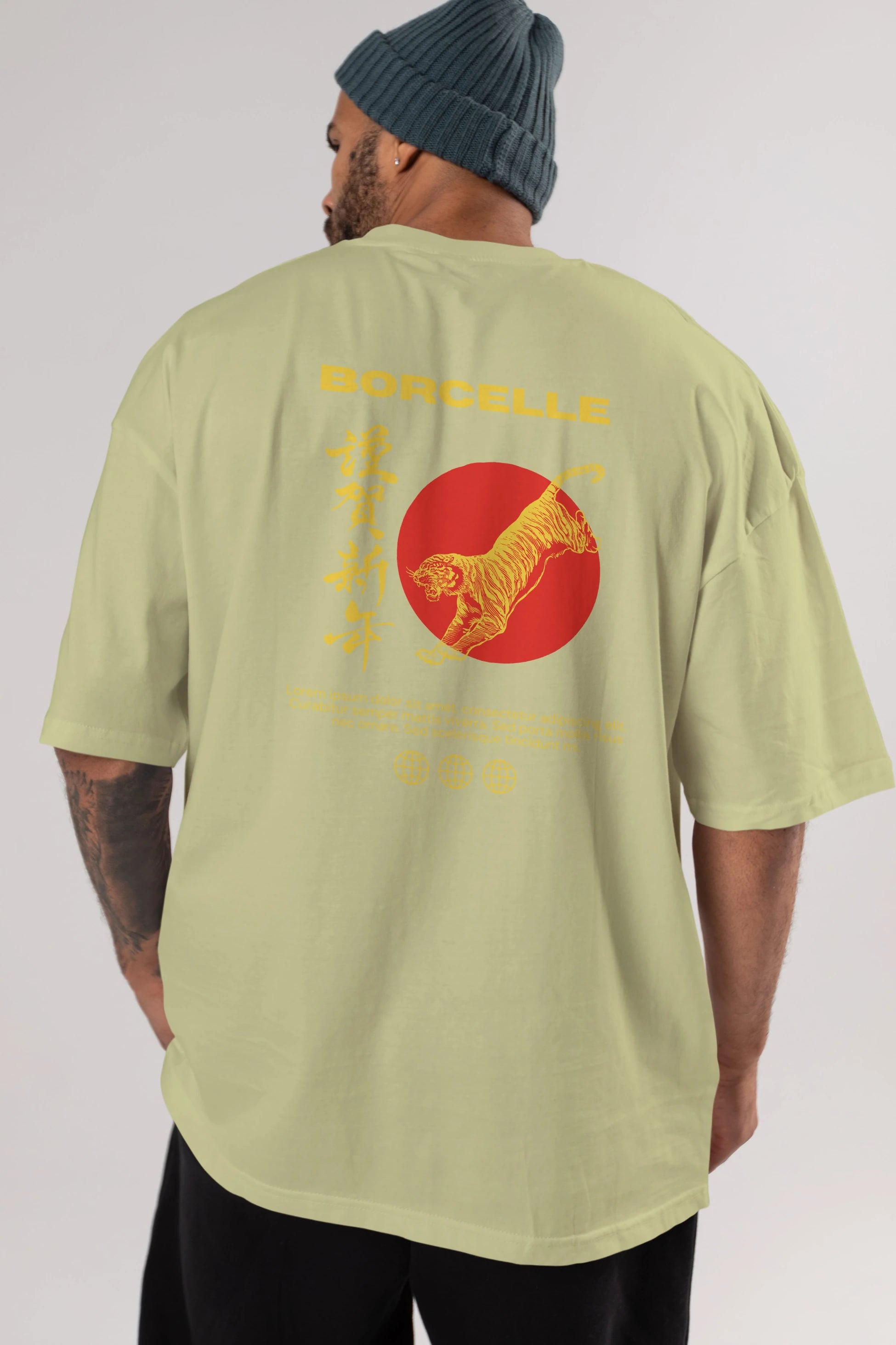 Borcelle Tiger Streetwear Arka Baskılı Oversize t-shirt Erkek Kadın Unisex