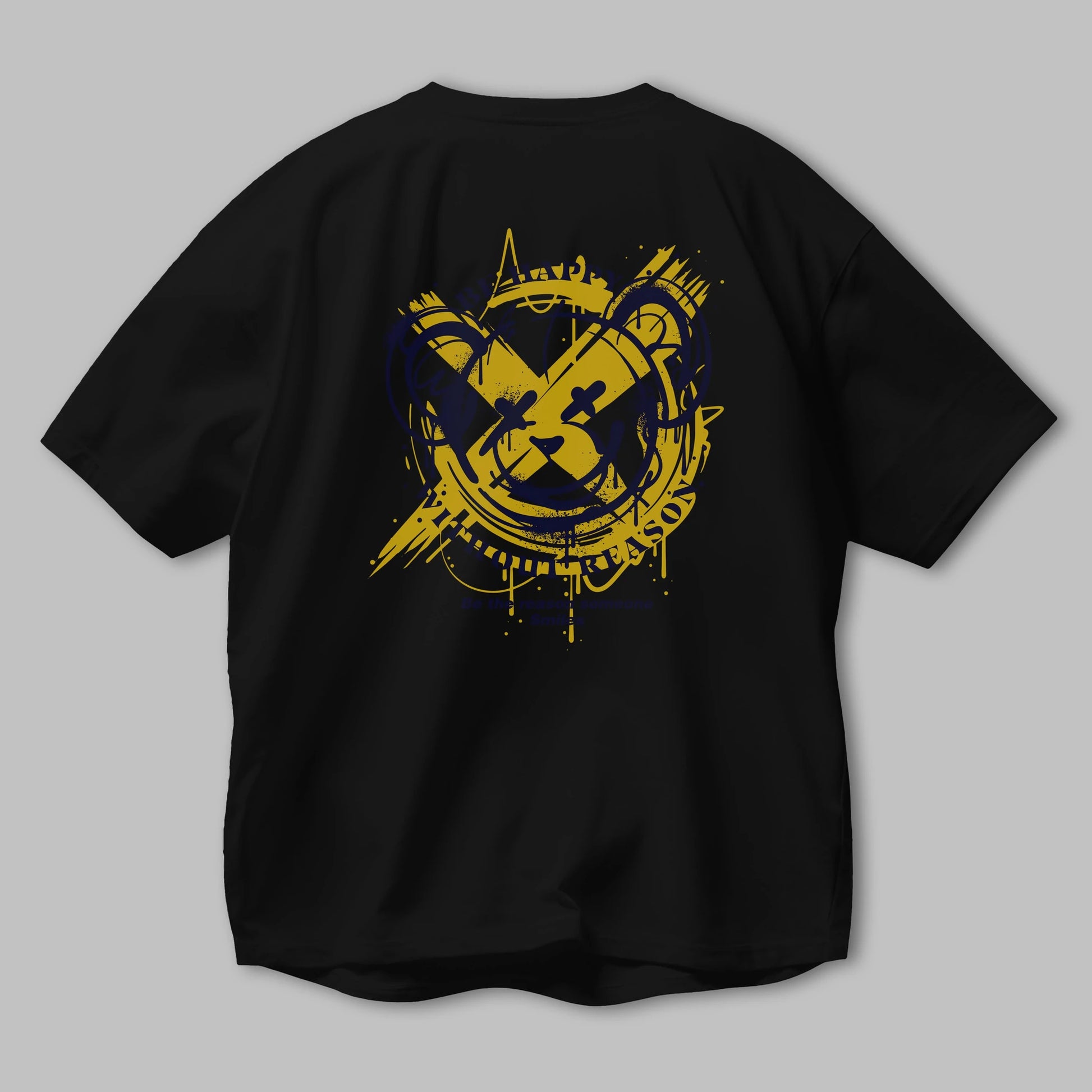 Be Happy Bear 2 Arka Baskılı Oversize t-shirt Erkek Kadın Unisex