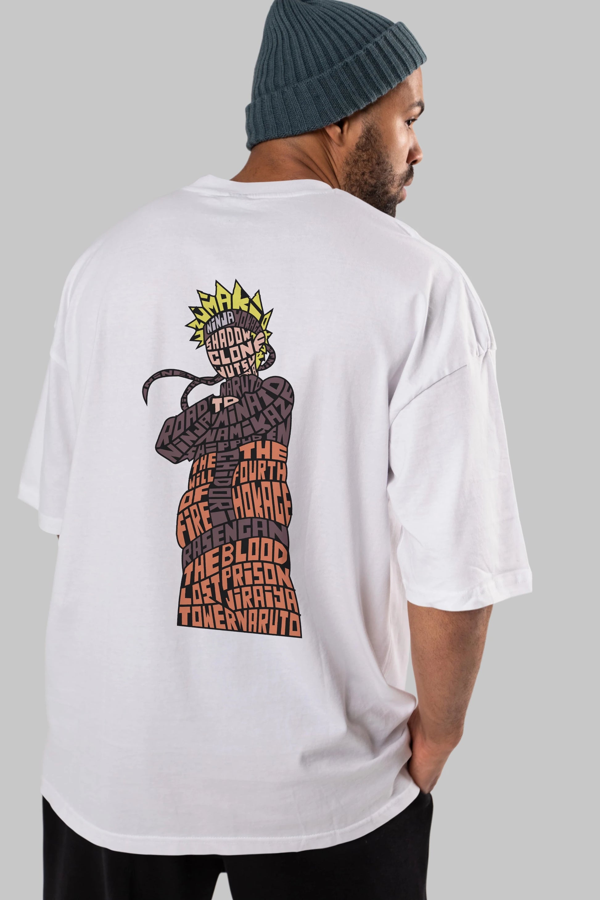Rasengan Arka Baskılı Oversize t-shirt %100 pamuk Erkek Kadın Unisex