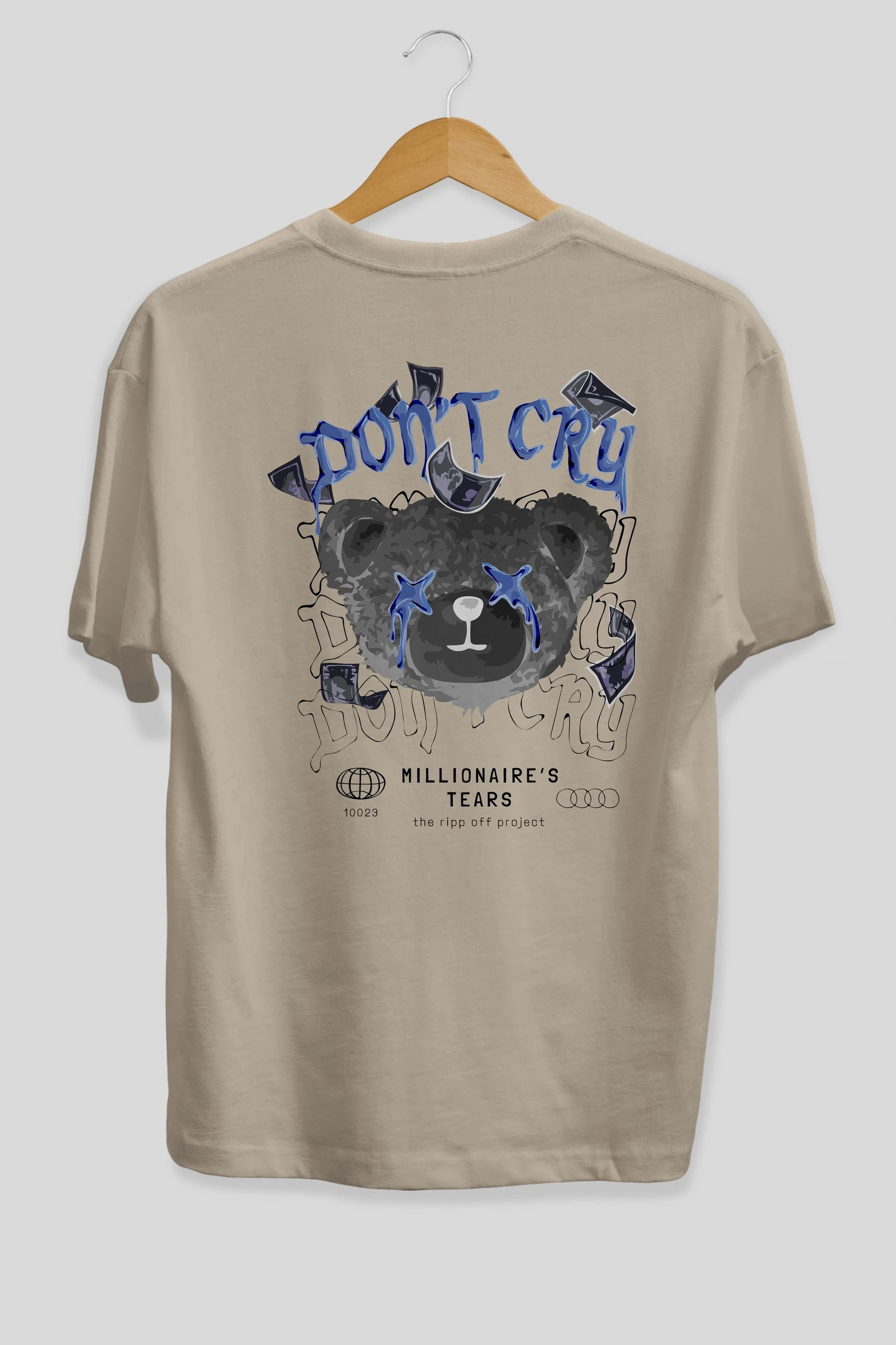 Dont Cry Bear Arka Baskılı Oversize t-shirt Erkek Kadın Unisex