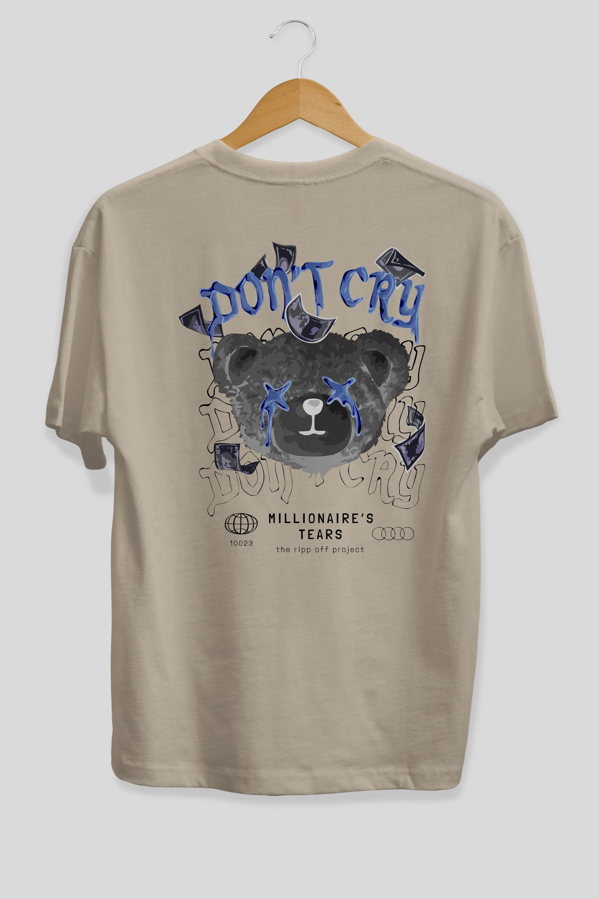 Dont Cry Bear Arka Baskılı Oversize t-shirt Erkek Kadın Unisex