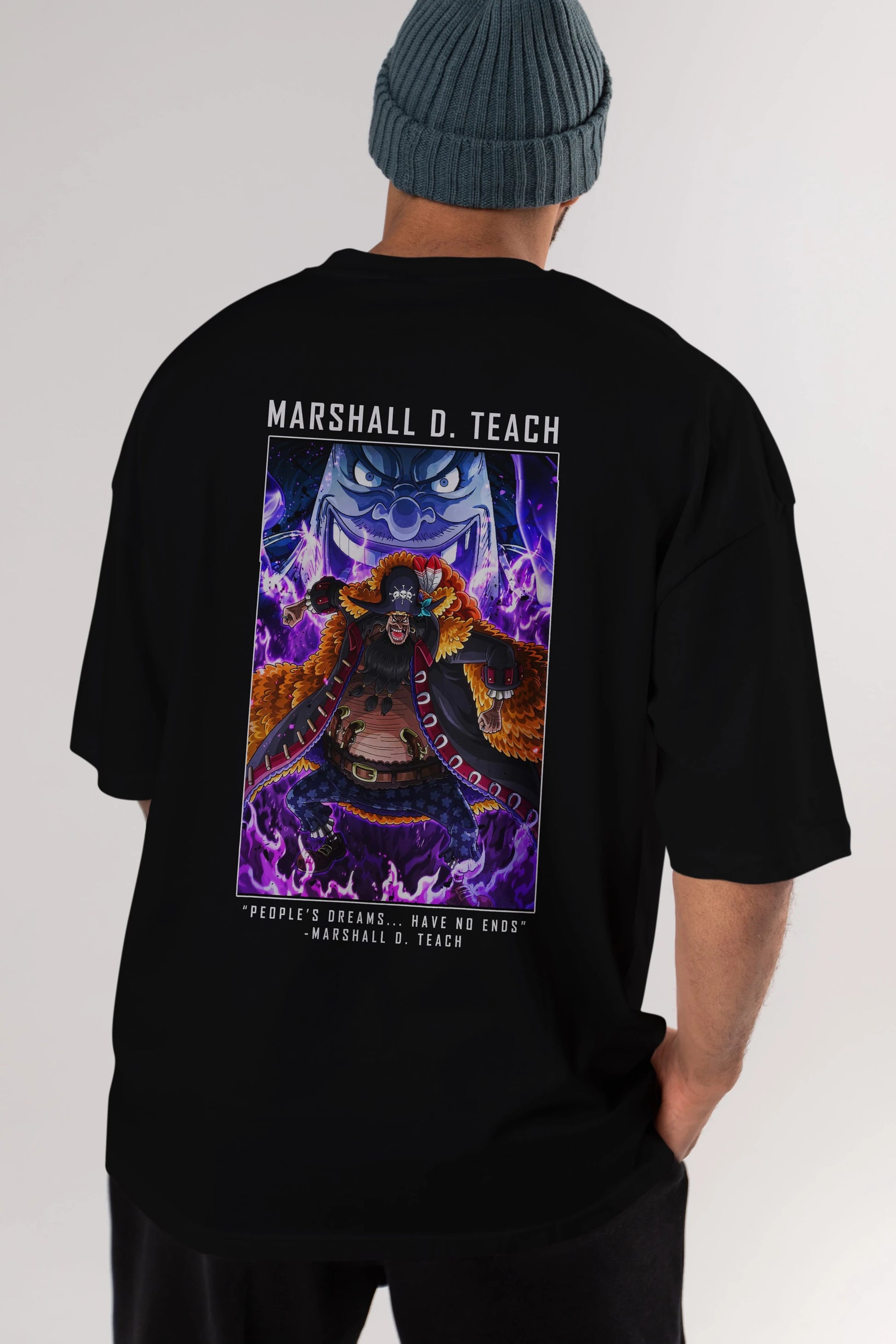 Blackbeard Anime Arka Baskılı Oversize t-shirt Erkek Kadın Unisex %100 pamuk tişort