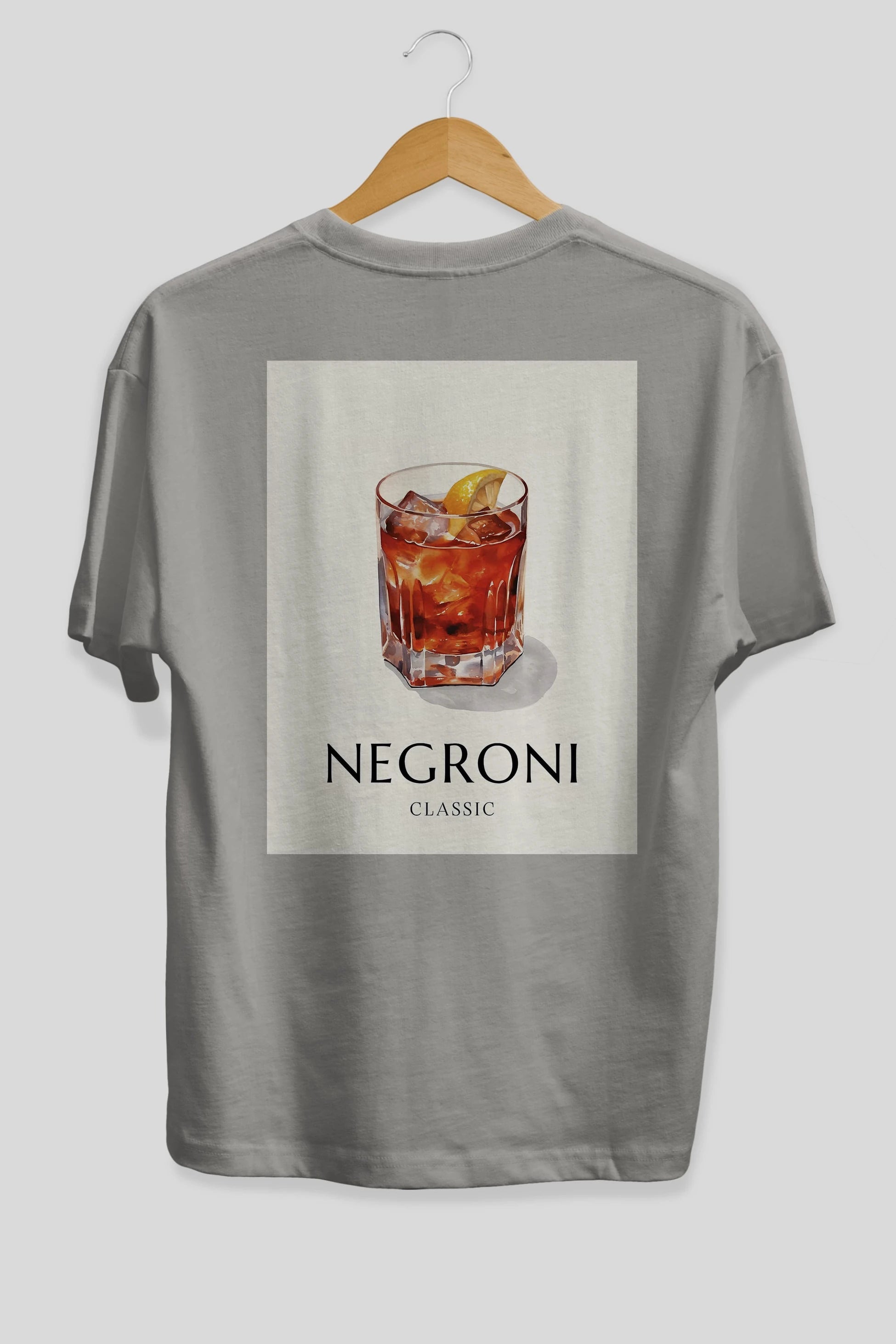 Negroni Classic Arka Baskılı Oversize t-shirt Erkek Kadın Unisex %100 Pamuk Bisiklet Yaka tişort