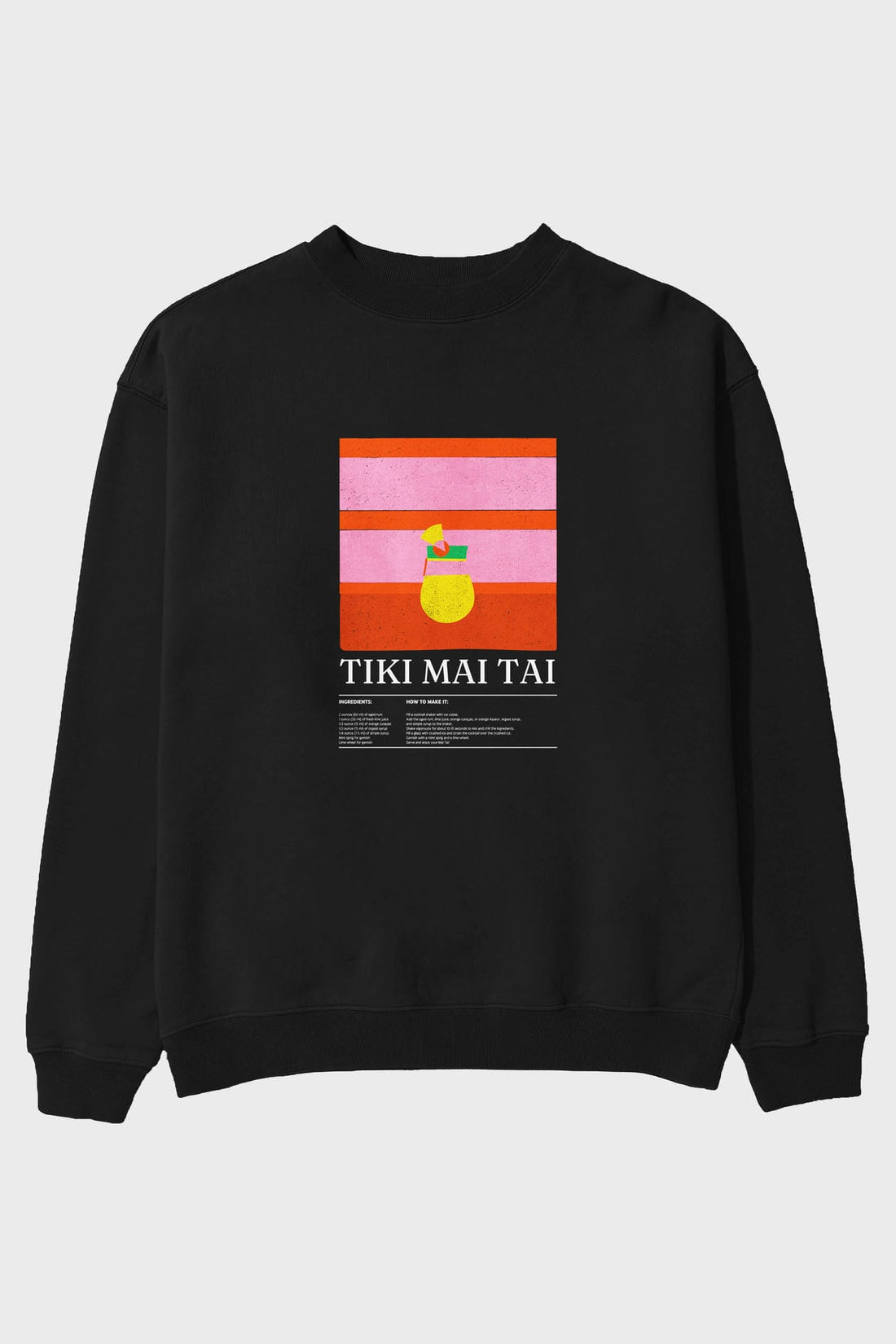 Tiki Mai Tai ön Baskılı Oversize Sweatshirt Erkek Kadın Unisex