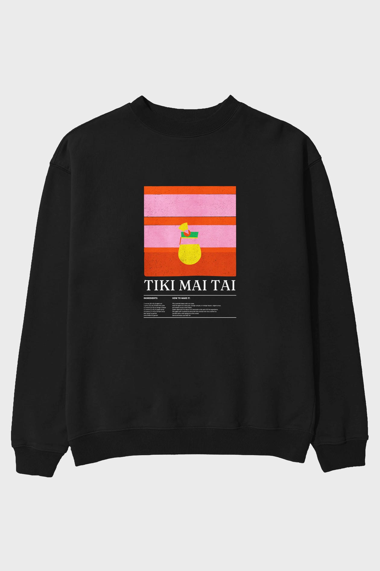 Tiki Mai Tai ön Baskılı Oversize Sweatshirt Erkek Kadın Unisex
