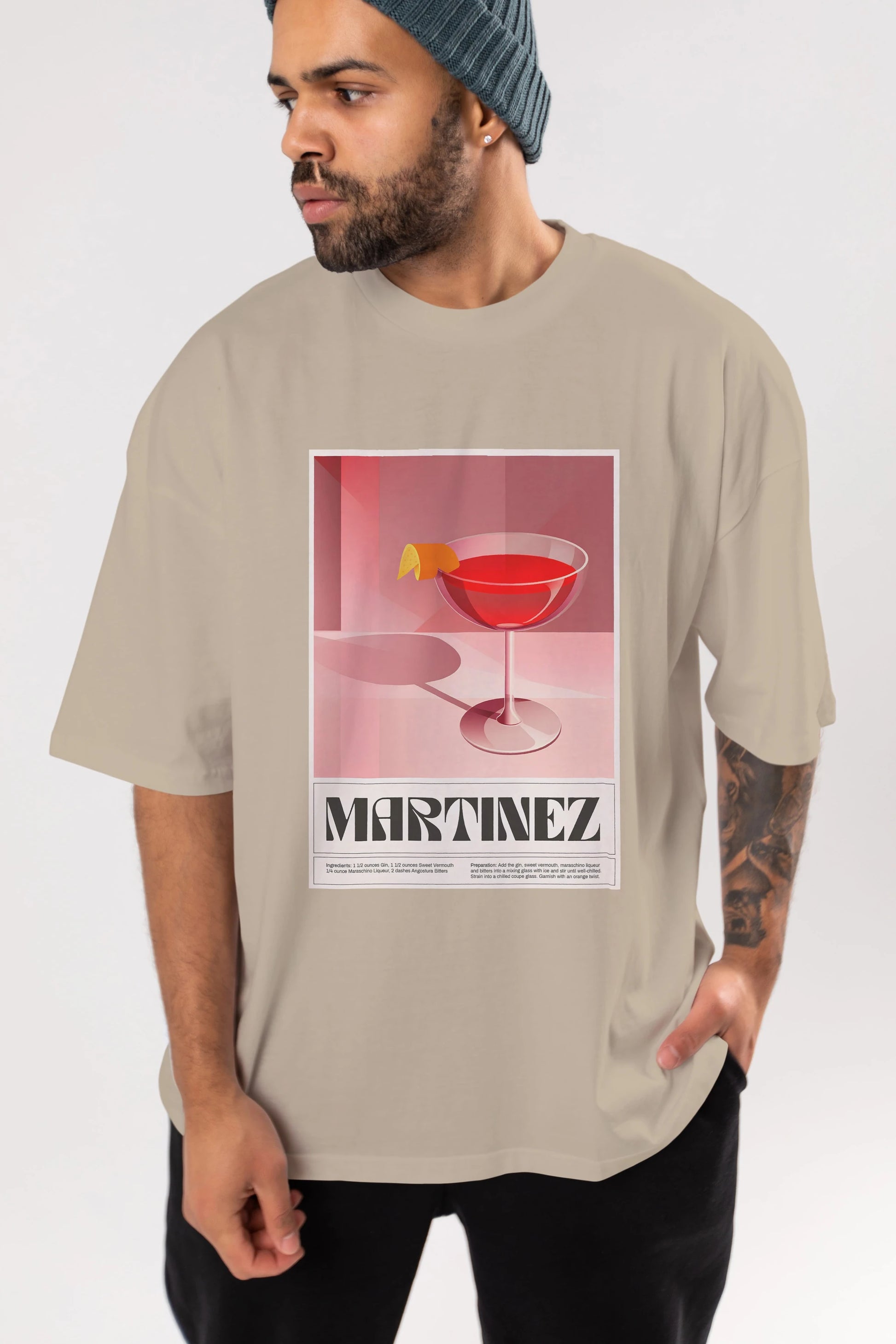 Martinez Ön Baskılı Oversize t-shirt Erkek Kadın Unisex %100 Pamuk Bisiklet Yaka tişort