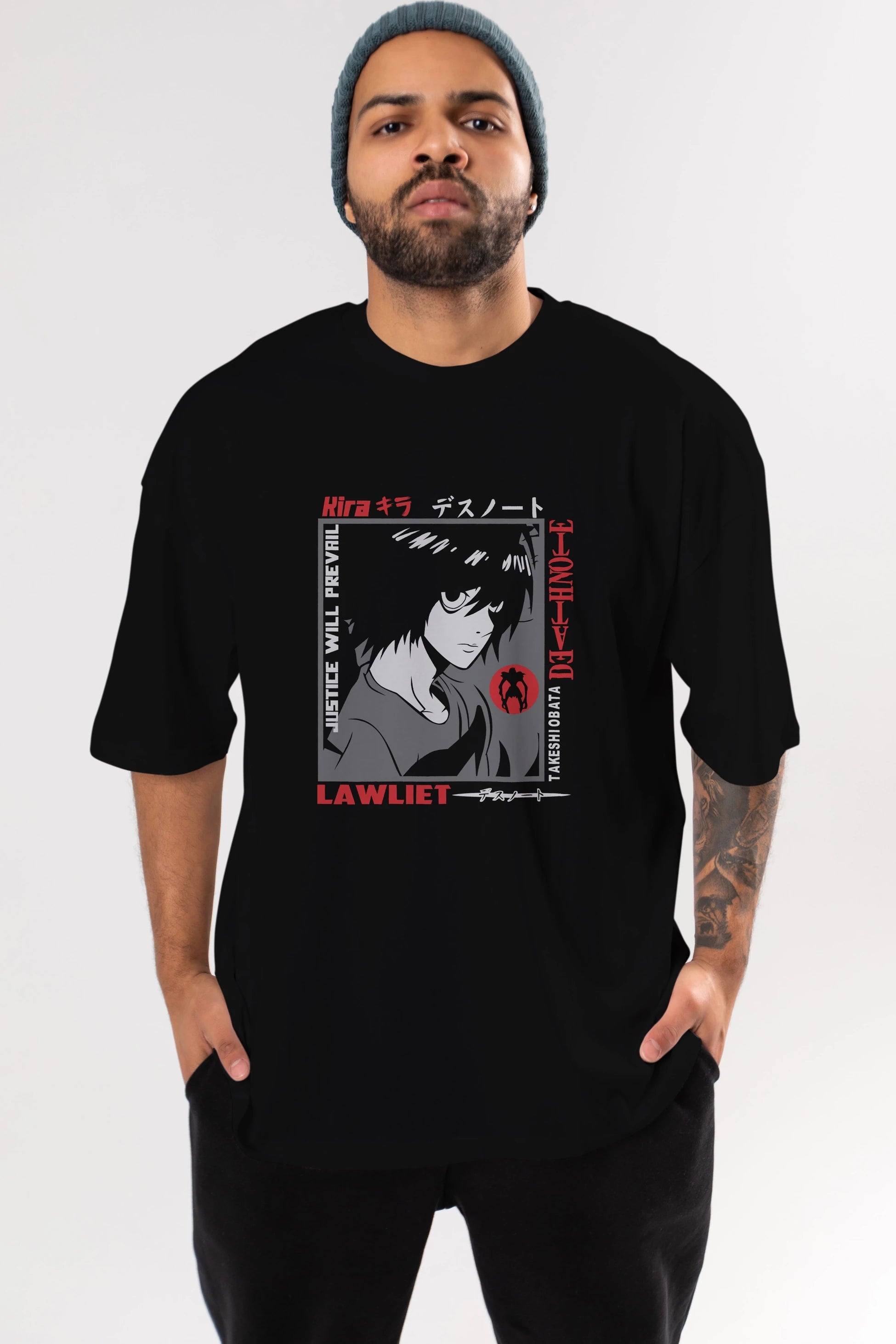 DEATH NOTE Anime Ön Baskılı Oversize t-shirt %100 pamuk Erkek Kadın Unisex