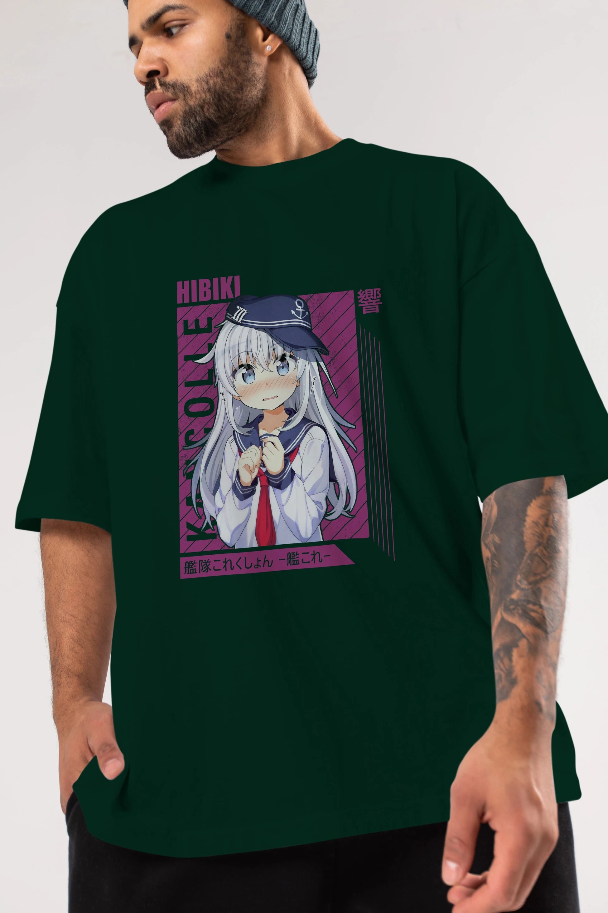 Hibiki 4 Anime Ön Baskılı Oversize t-shirt %100 pamuk Erkek Kadın Unisex