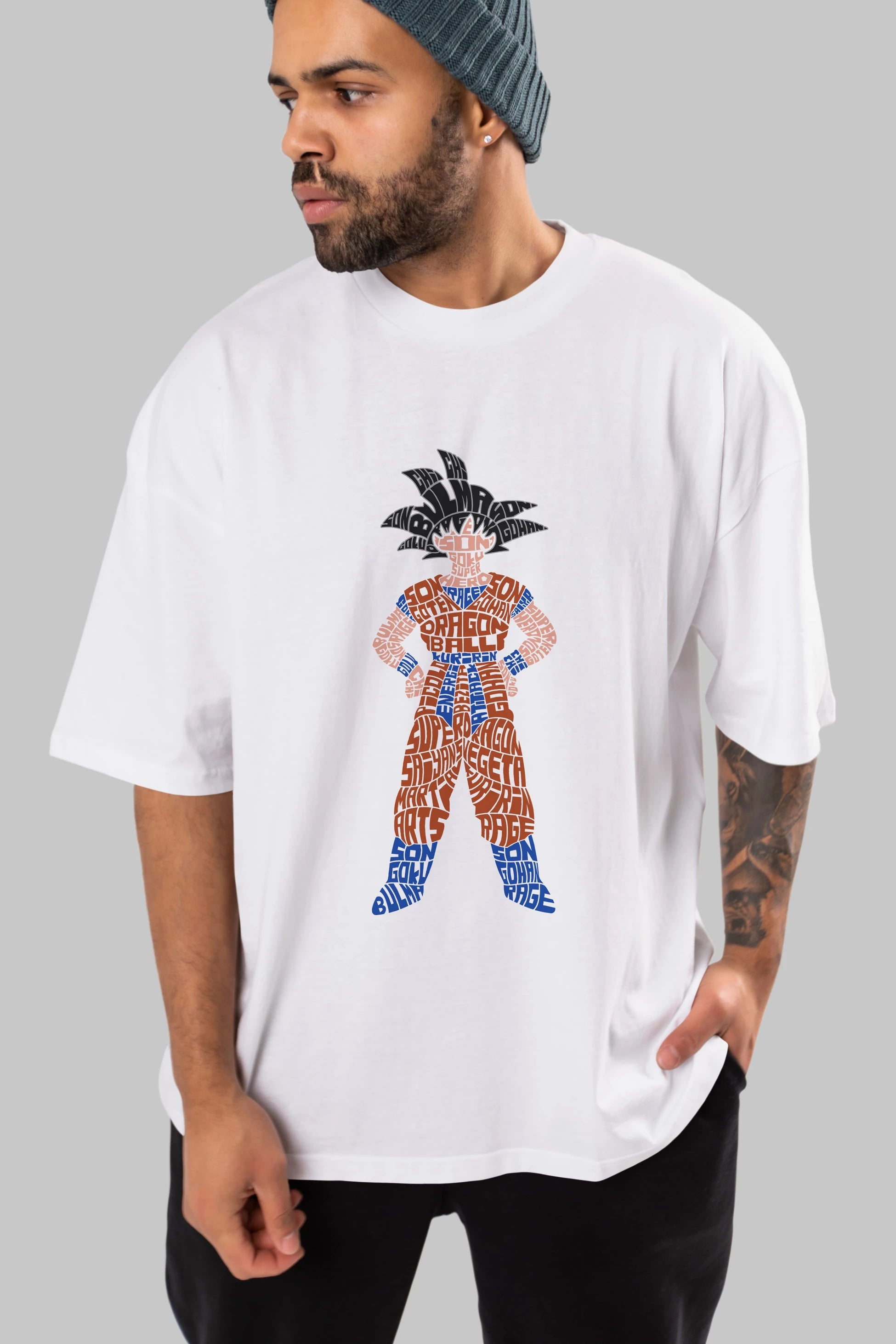 Goku Ön Baskılı Oversize t-shirt %100 pamuk Erkek Kadın Unisex