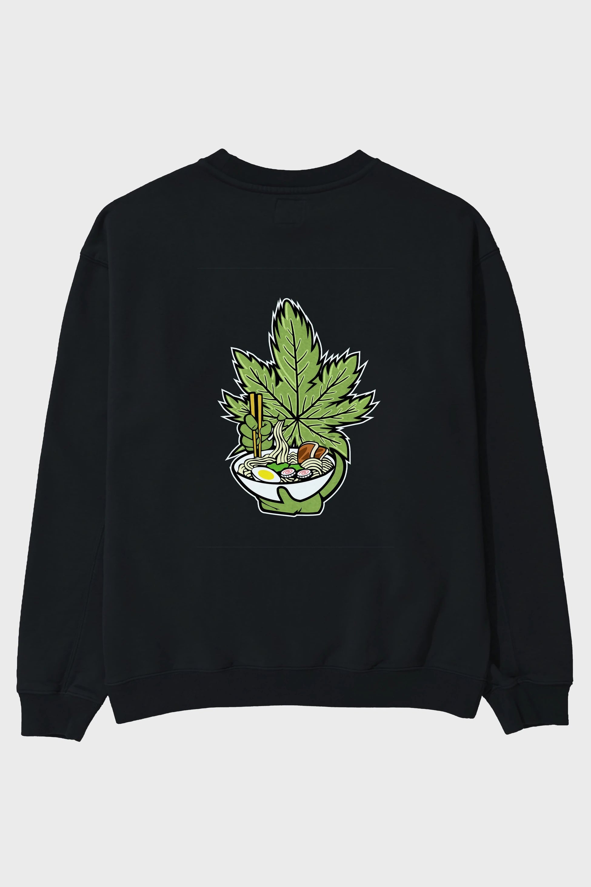 Weed Ramen Arka Baskılı Oversize Sweatshirt Erkek Kadın Unisex