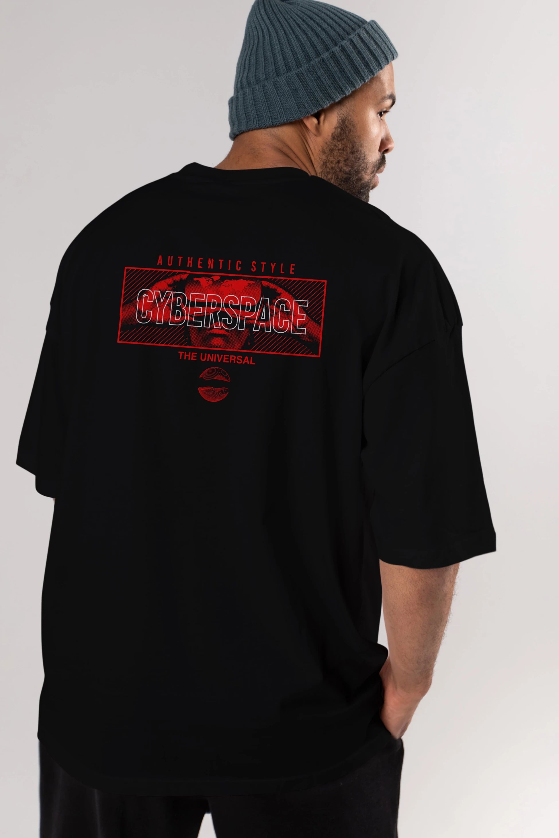 Cyberspace Arka Baskılı Oversize t-shirt Erkek Kadın Unisex