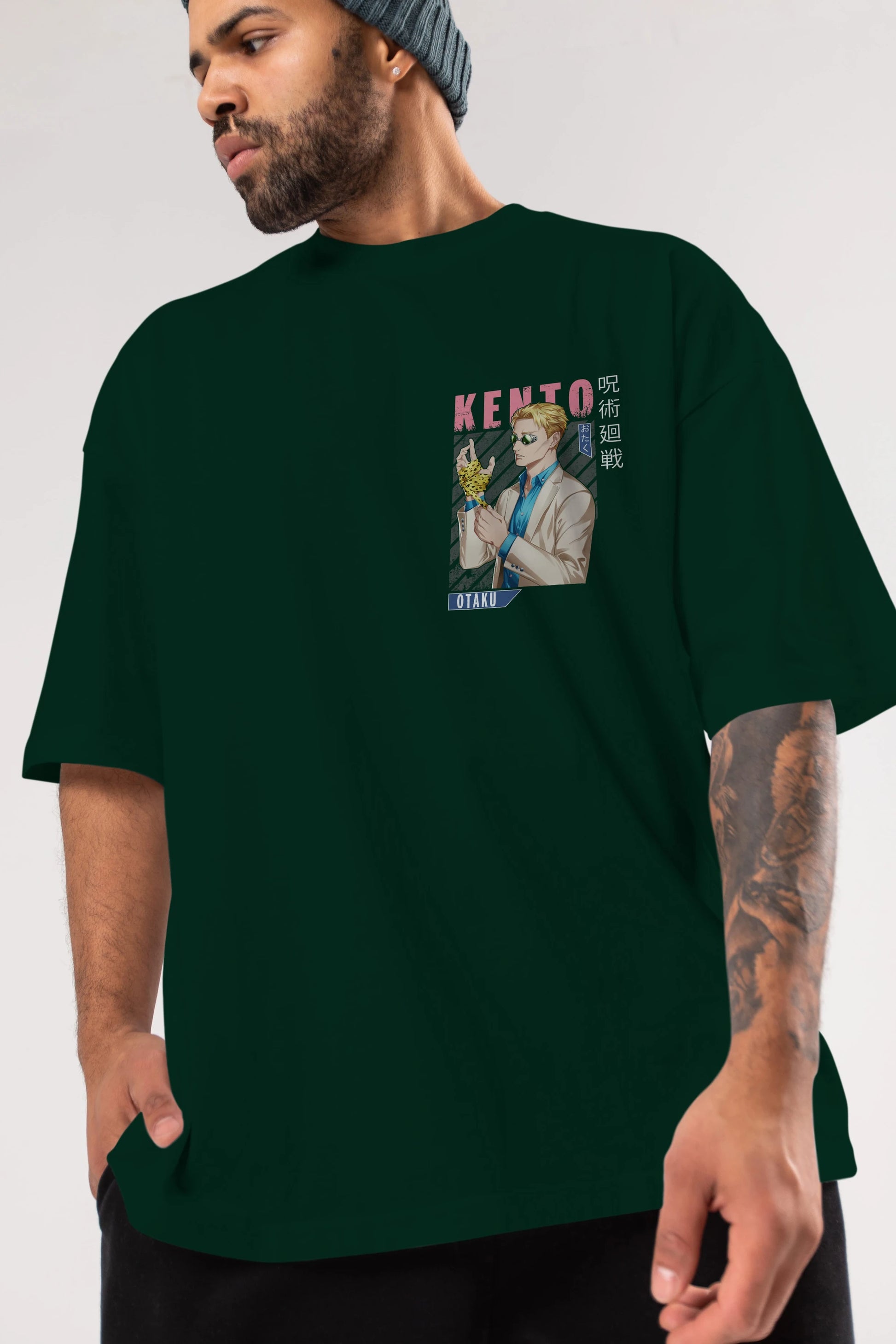 Kento Nanami Ön Sol Baskılı Oversize t-shirt Erkek Kadın Unisex %100 Pamuk Bisiklet Yaka tişort