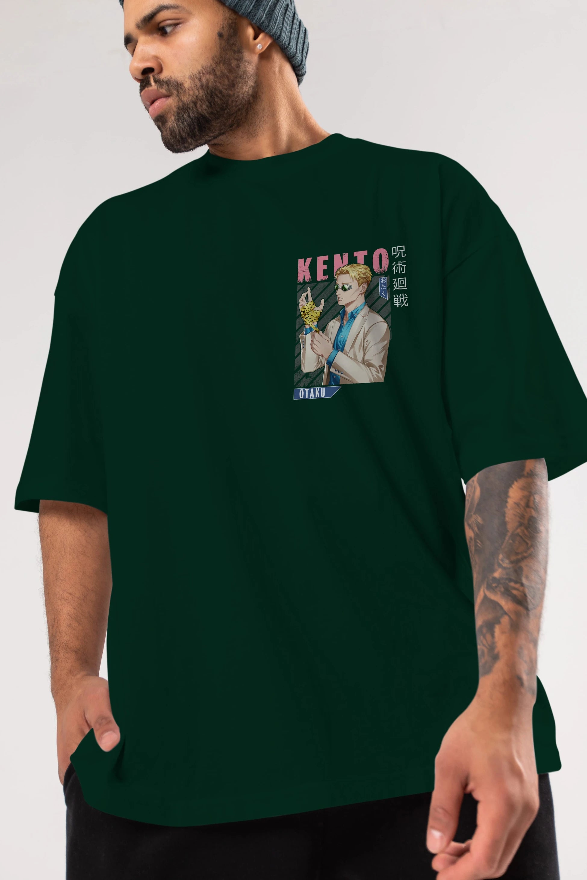 Kento Nanami Ön Sol Baskılı Oversize t-shirt Erkek Kadın Unisex %100 Pamuk Bisiklet Yaka tişort