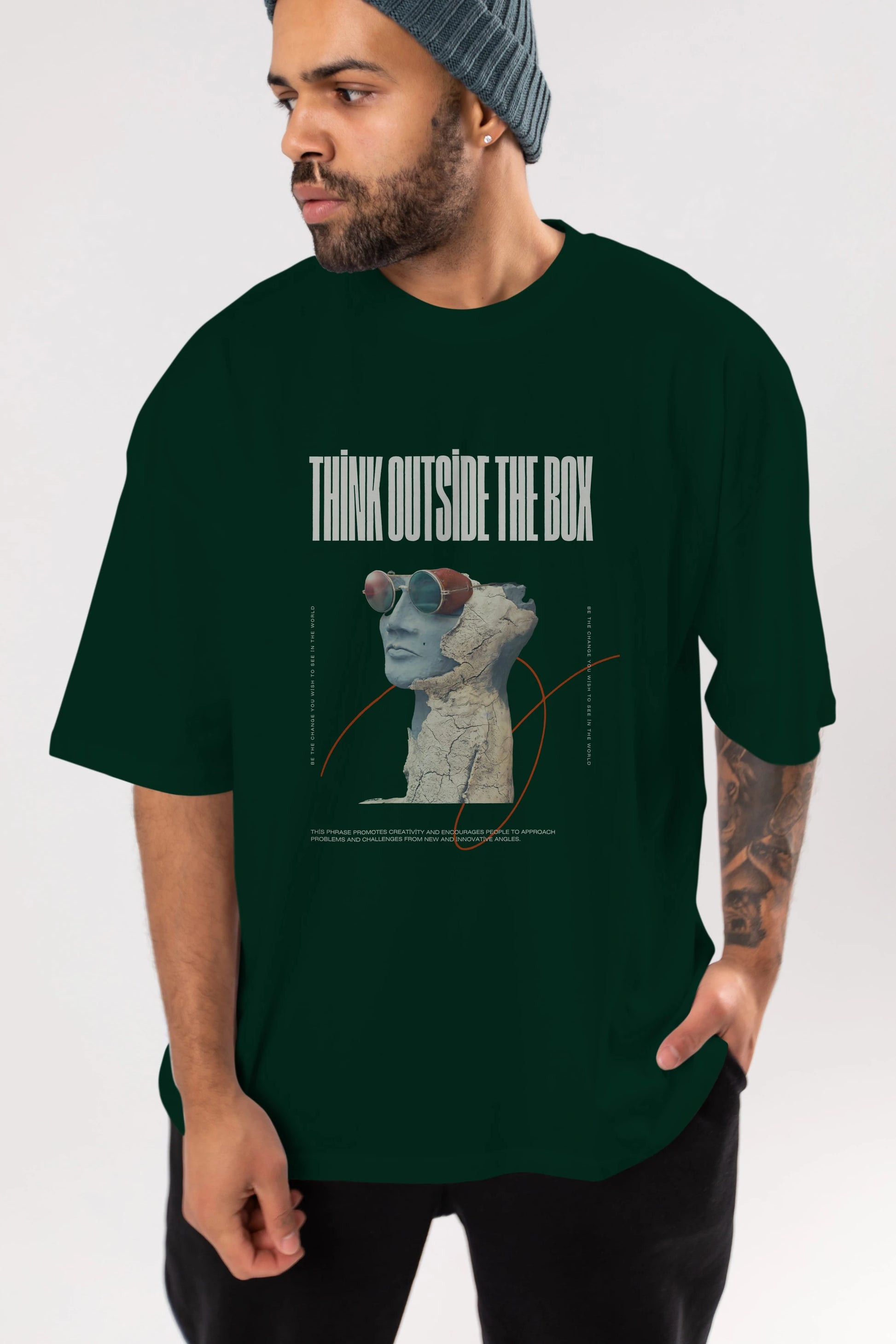 Think Outside The Box Ön Baskılı Oversize t-shirt Erkek Kadın Unisex