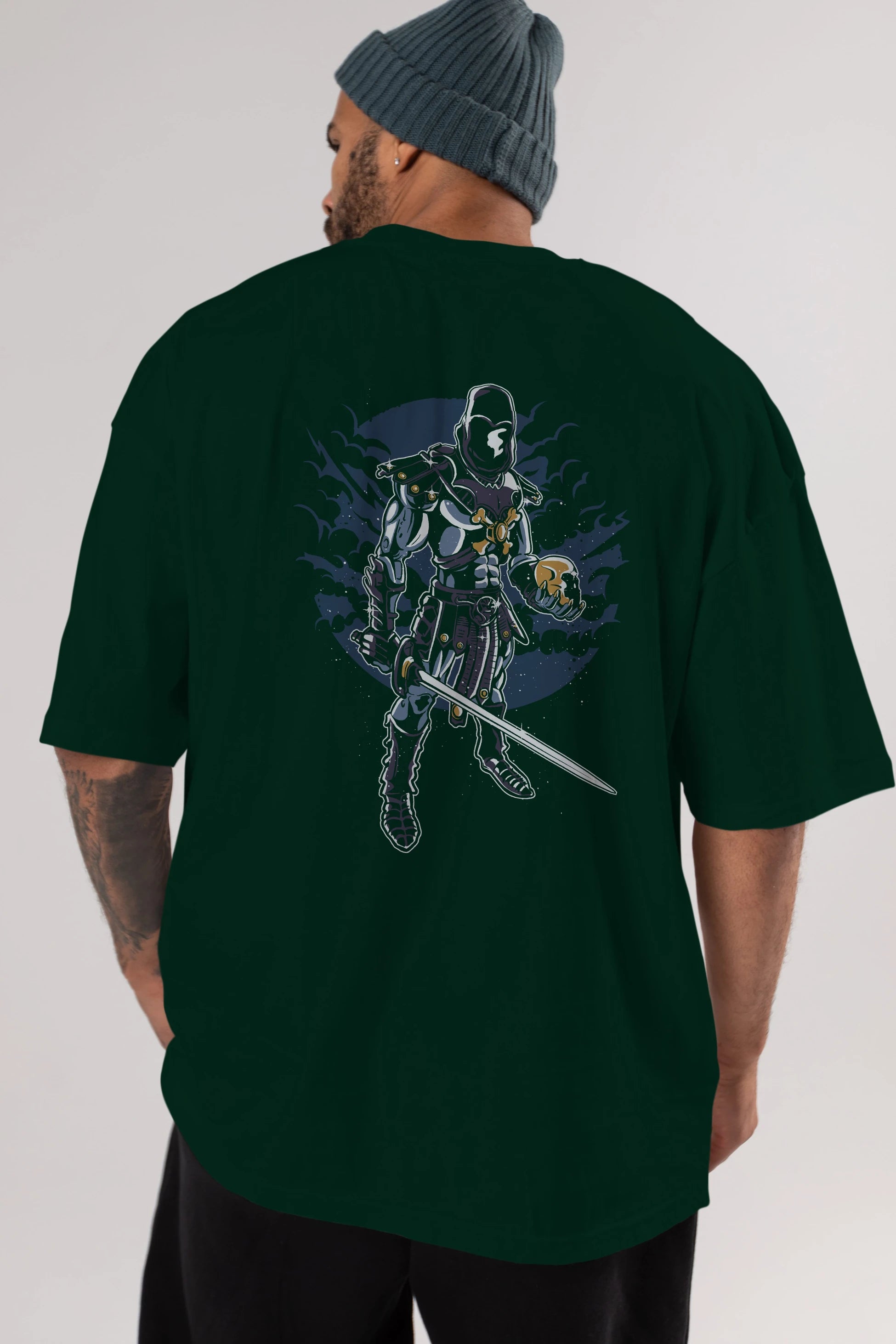 Skeleton King Arka Baskılı Oversize t-shirt Erkek Kadın Unisex %100 Pamuk