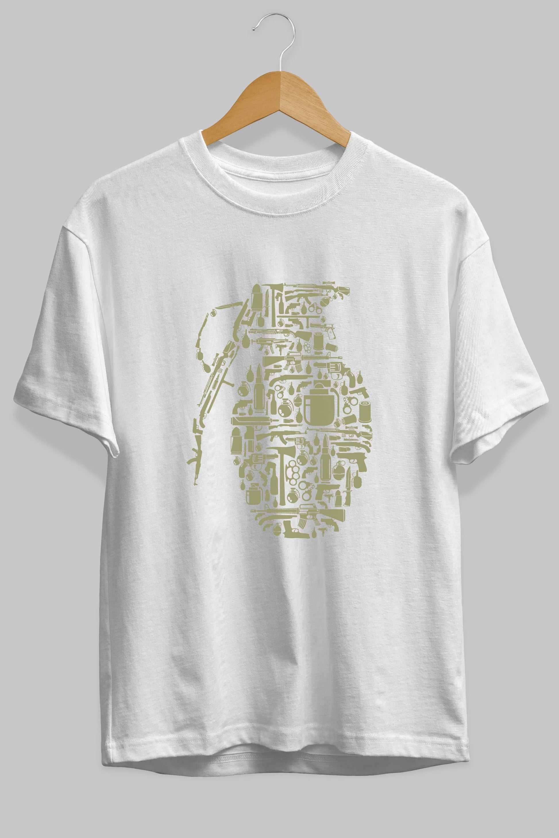 Grenade Ön Baskılı Oversize t-shirt %100 pamuk Erkek Kadın Unisex