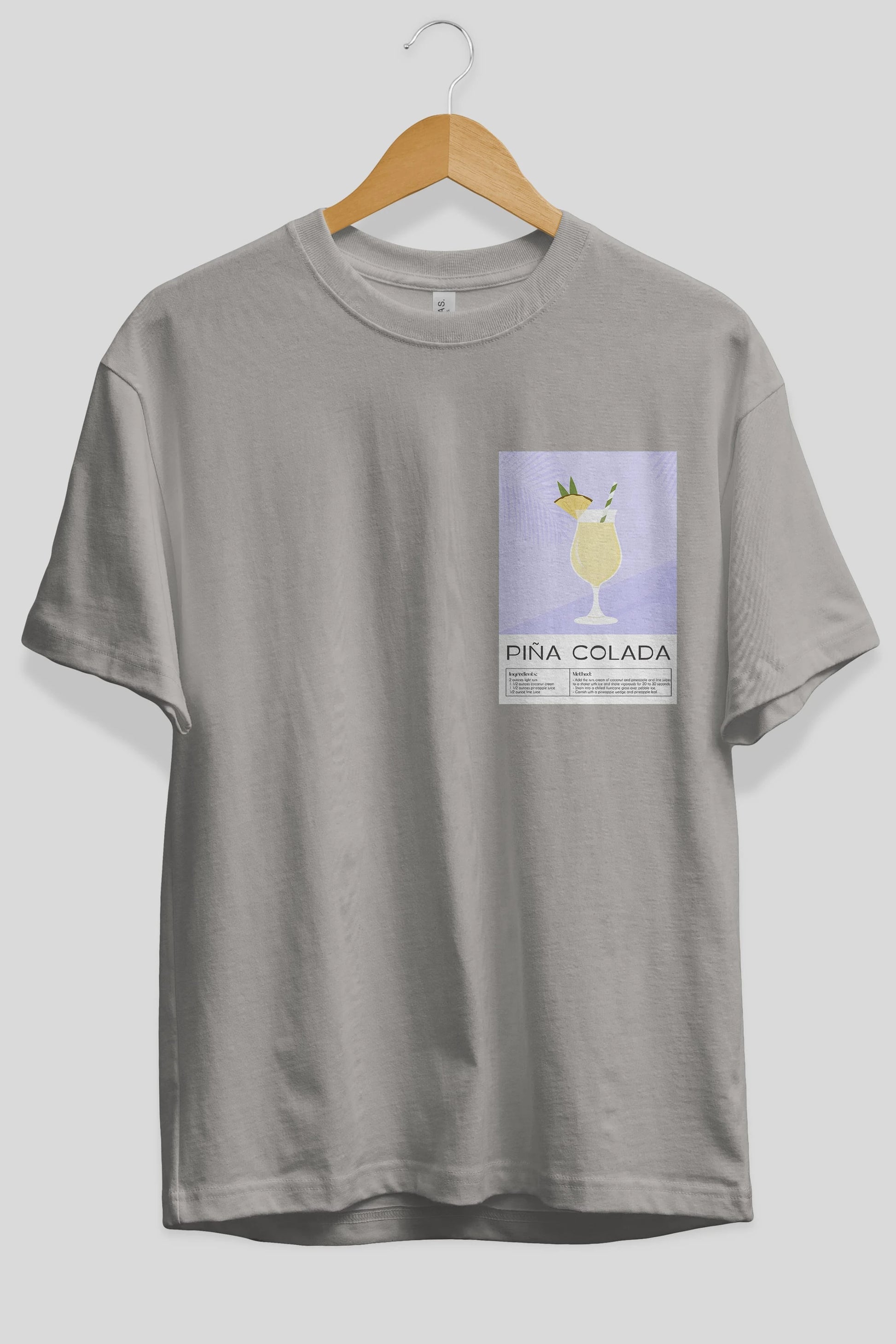 PIna Colada 6 Ön Sol Baskılı Oversize t-shirt Erkek Kadın Unisex %100 Pamuk Bisiklet Yaka tişort