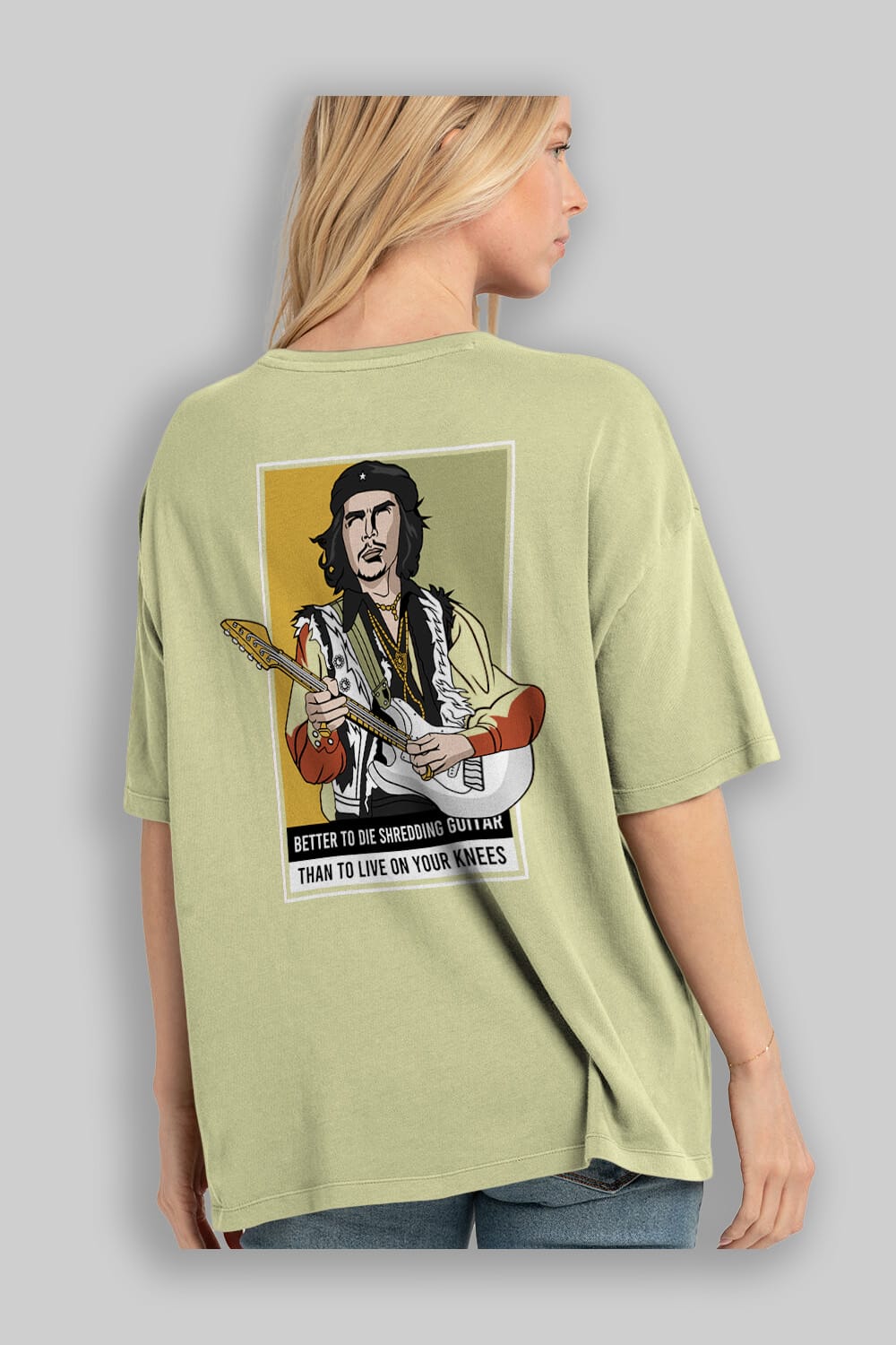 Che Guevara Hendrix Arka Baskılı Oversize t-shirt Erkek Kadın Unisex %100 Pamuk tişort