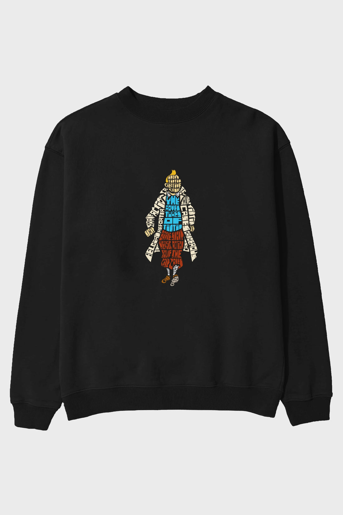 Tin Tin Ön Baskılı Oversize Sweatshirt Erkek Kadın Unisex