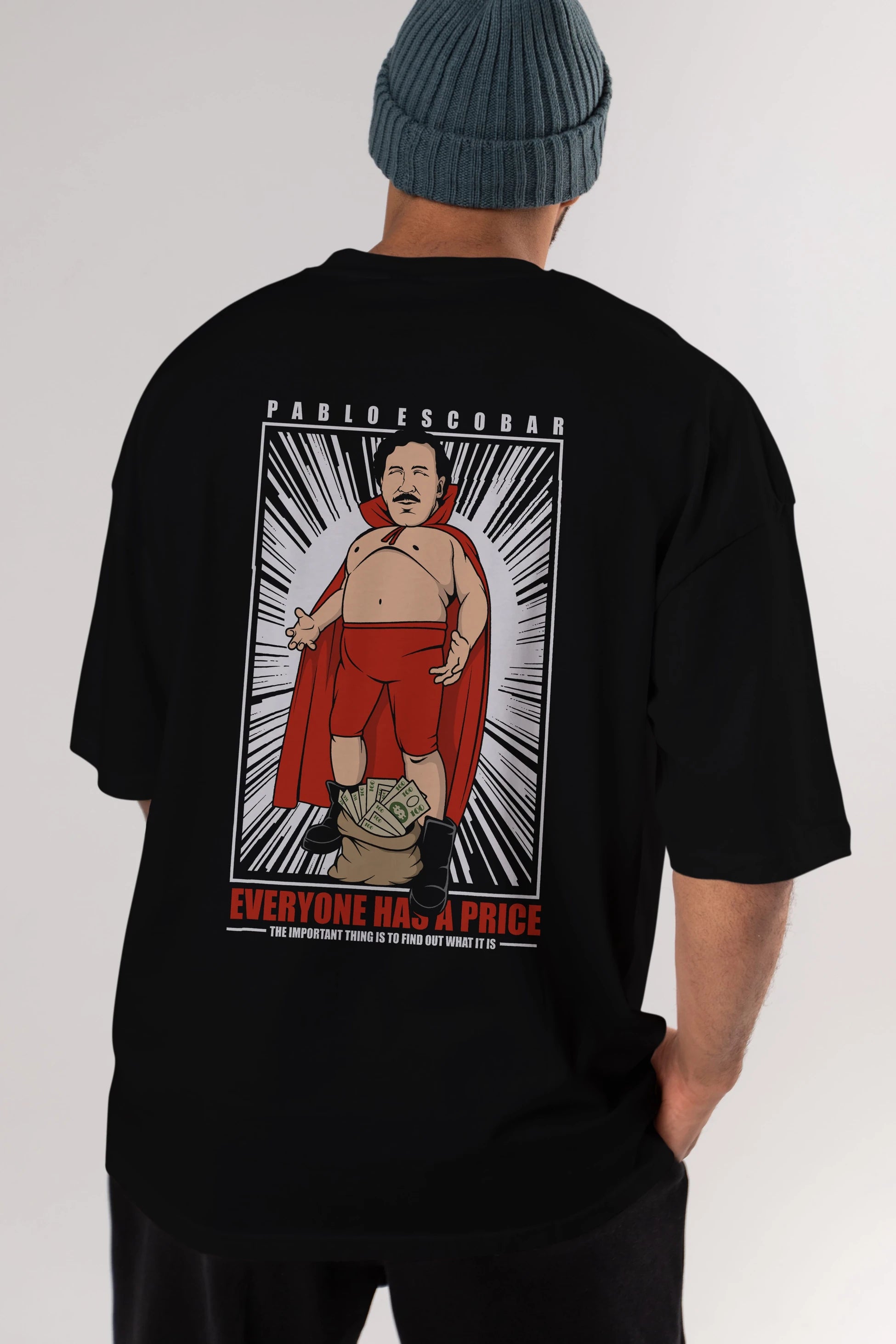 Pablo Escobar Luchador Arka Baskılı Oversize t-shirt Erkek Kadın Unisex %100 Pamuk tişort