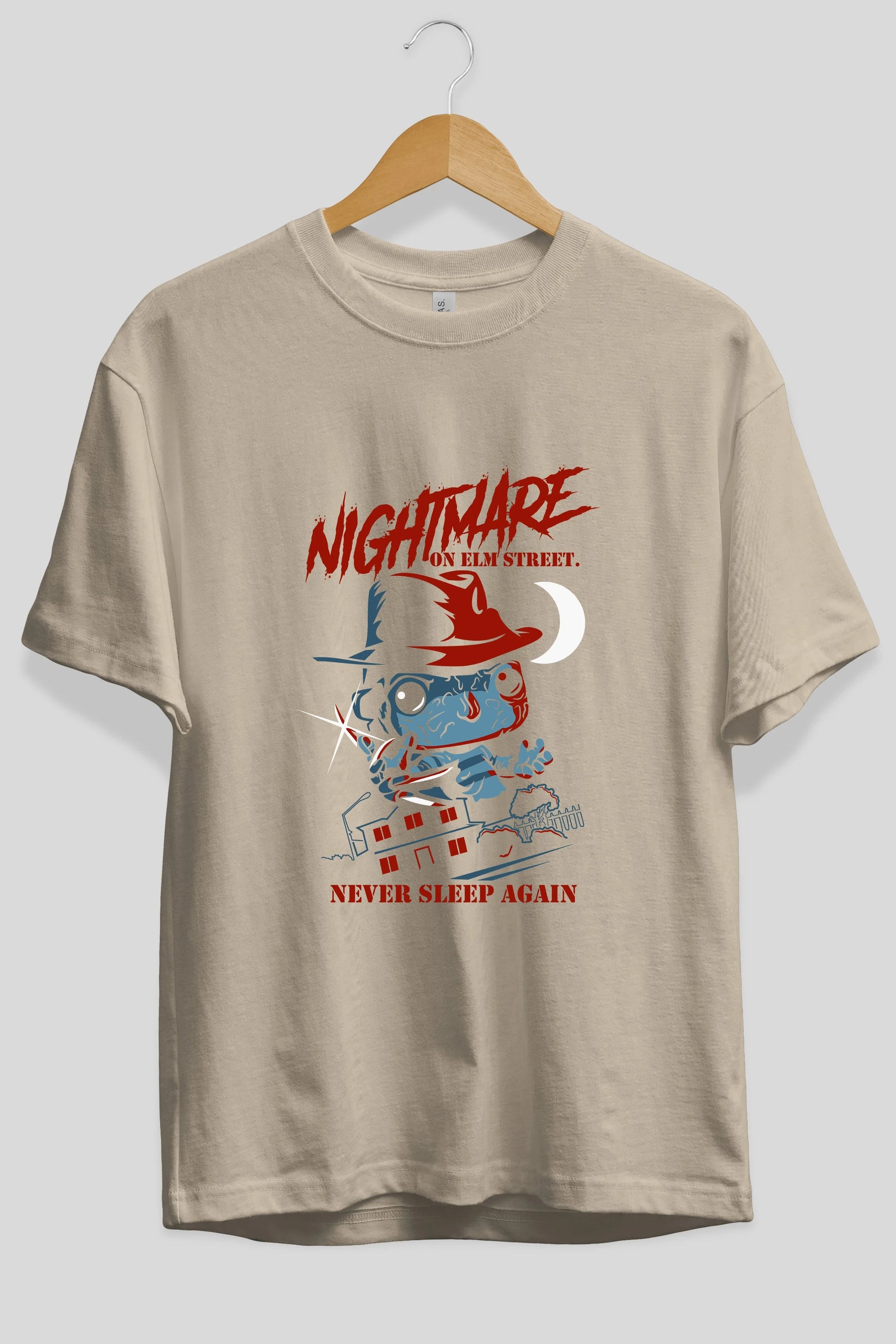 Nightmare Elm Sokağı Ön Baskılı Oversize t-shirt Erkek Kadın Unisex %100 Pamuk Bisiklet Yaka tişort