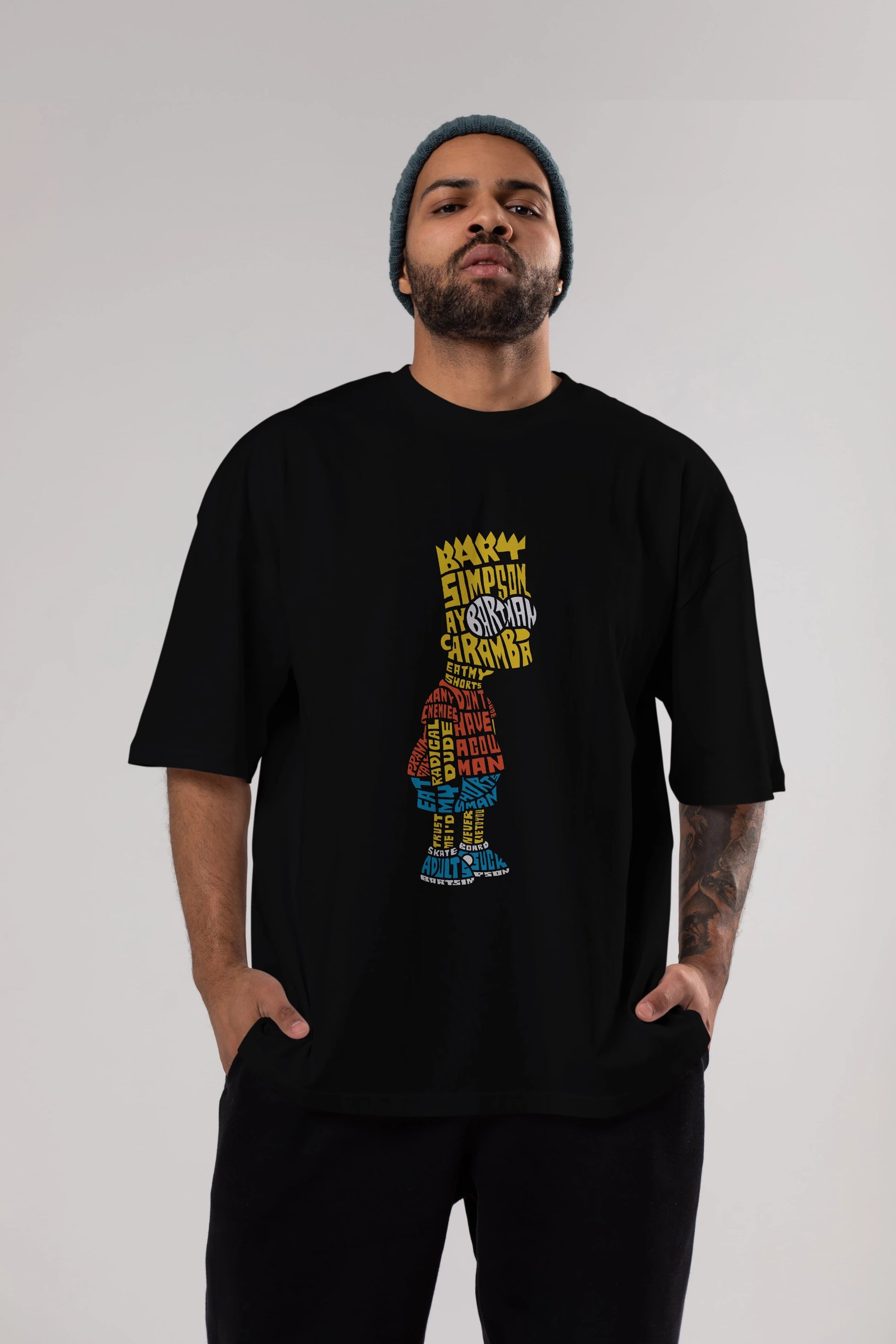Bart Simpson Ön Baskılı Oversize t-shirt %100 pamuk Erkek Kadın Unisex