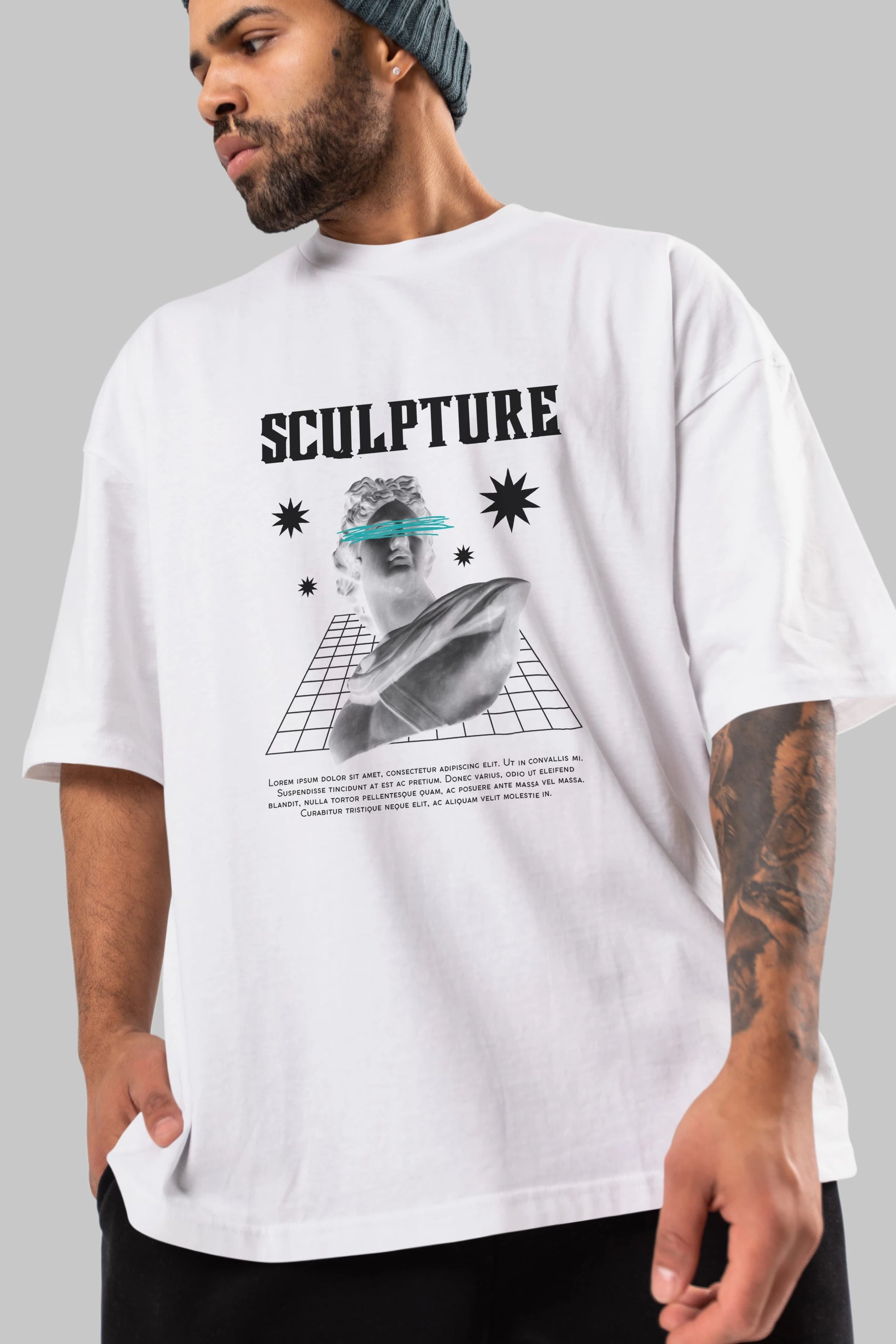 Sculpture Yazılı Ön Baskılı Oversize t-shirt Erkek Kadın Unisex