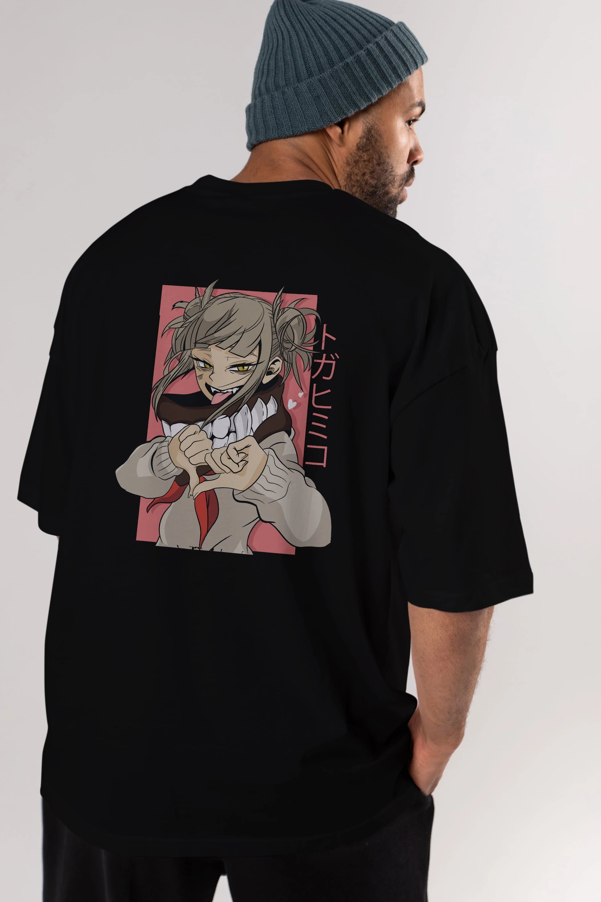 Himiko Toga Anime Arka Baskılı Oversize t-shirt Erkek Kadın Unisex