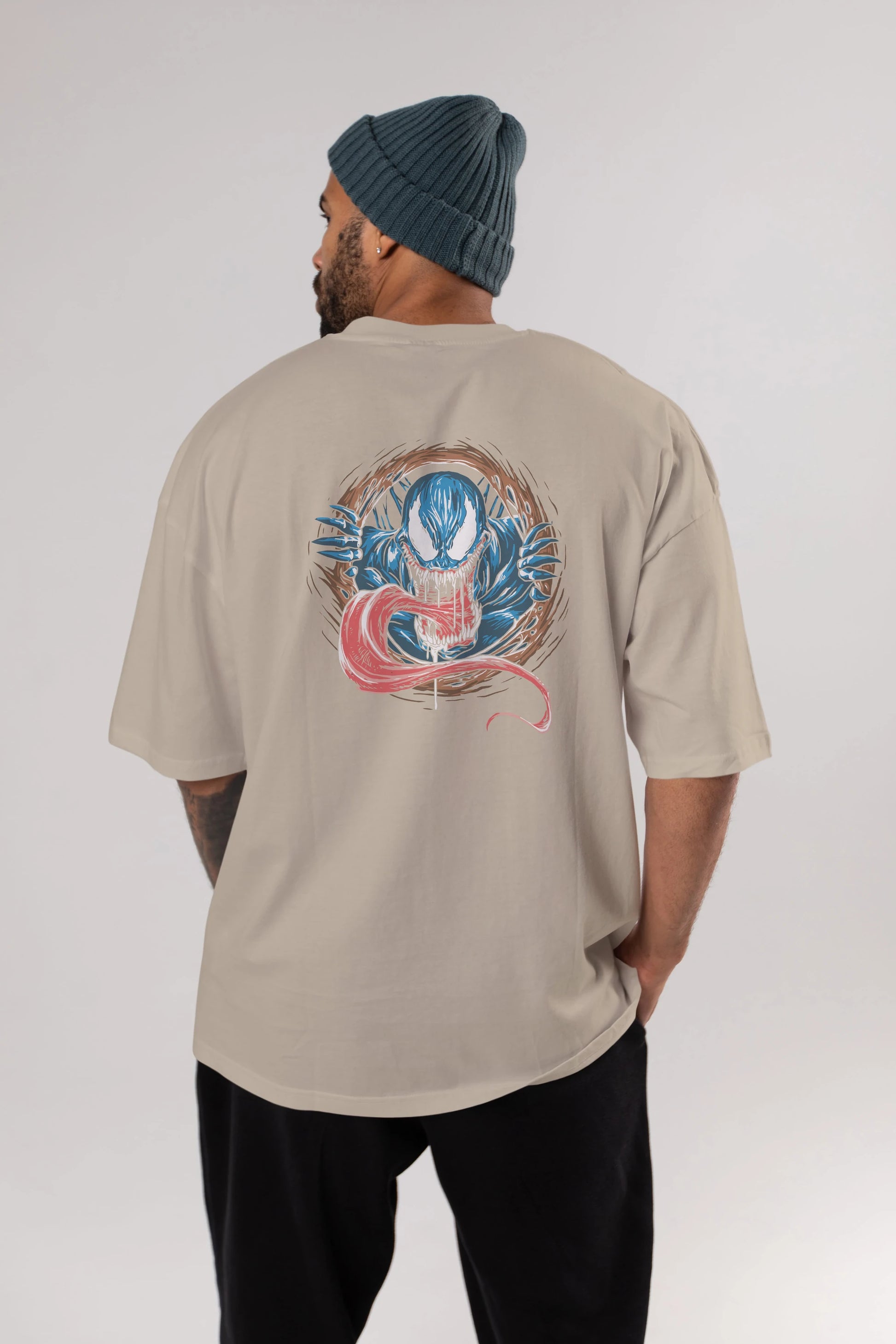 Venom (7) Arka Baskılı Oversize t-shirt Erkek Kadın Unisex %100 Pamuk Bisiklet Yaka tişort