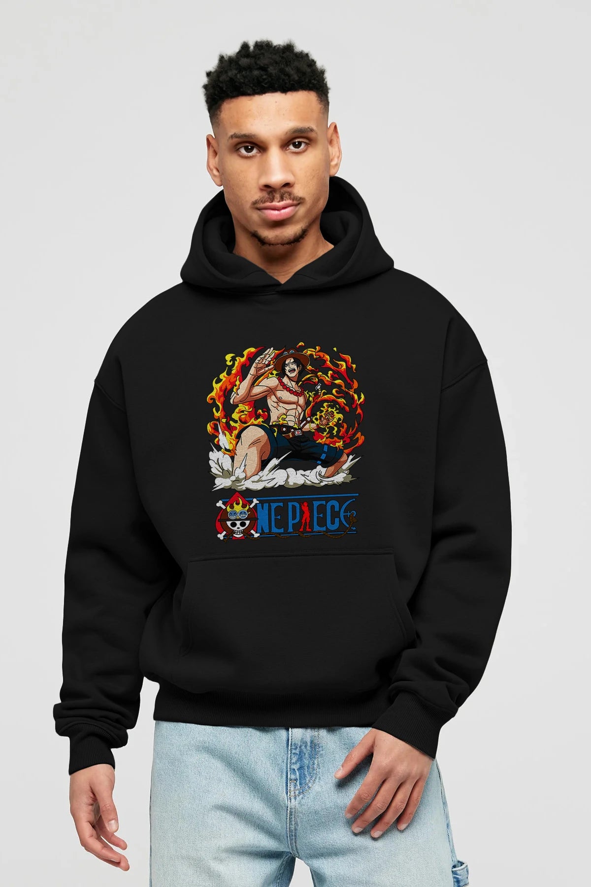 One Piece Anime Ön Baskılı Hoodie Oversize Kapüşonlu Sweatshirt Erkek Kadın Unisex