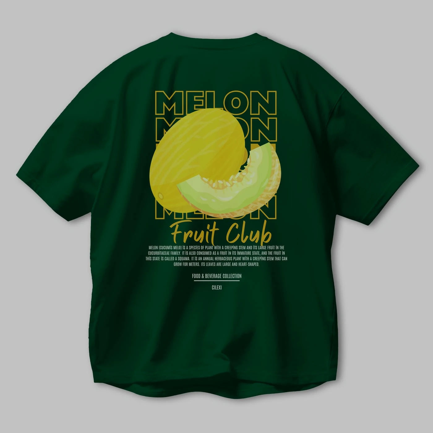 Melon Arka Baskılı Oversize t-shirt Erkek Kadın Pamuk Bisiklet Yaka tişort