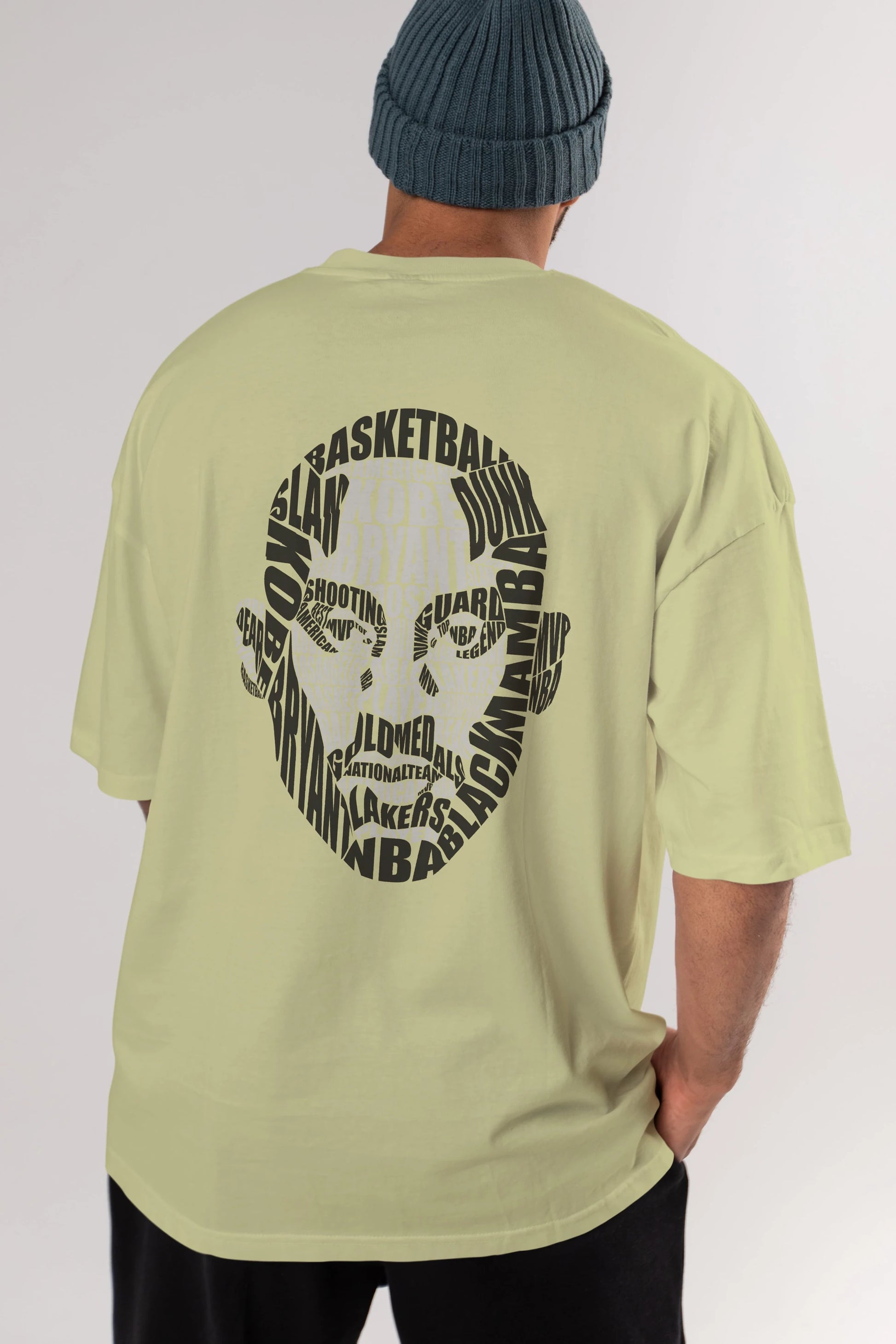 Kobe Bryan Calligram Arka Baskılı Oversize t-shirt %100 pamuk Erkek Kadın Unisex
