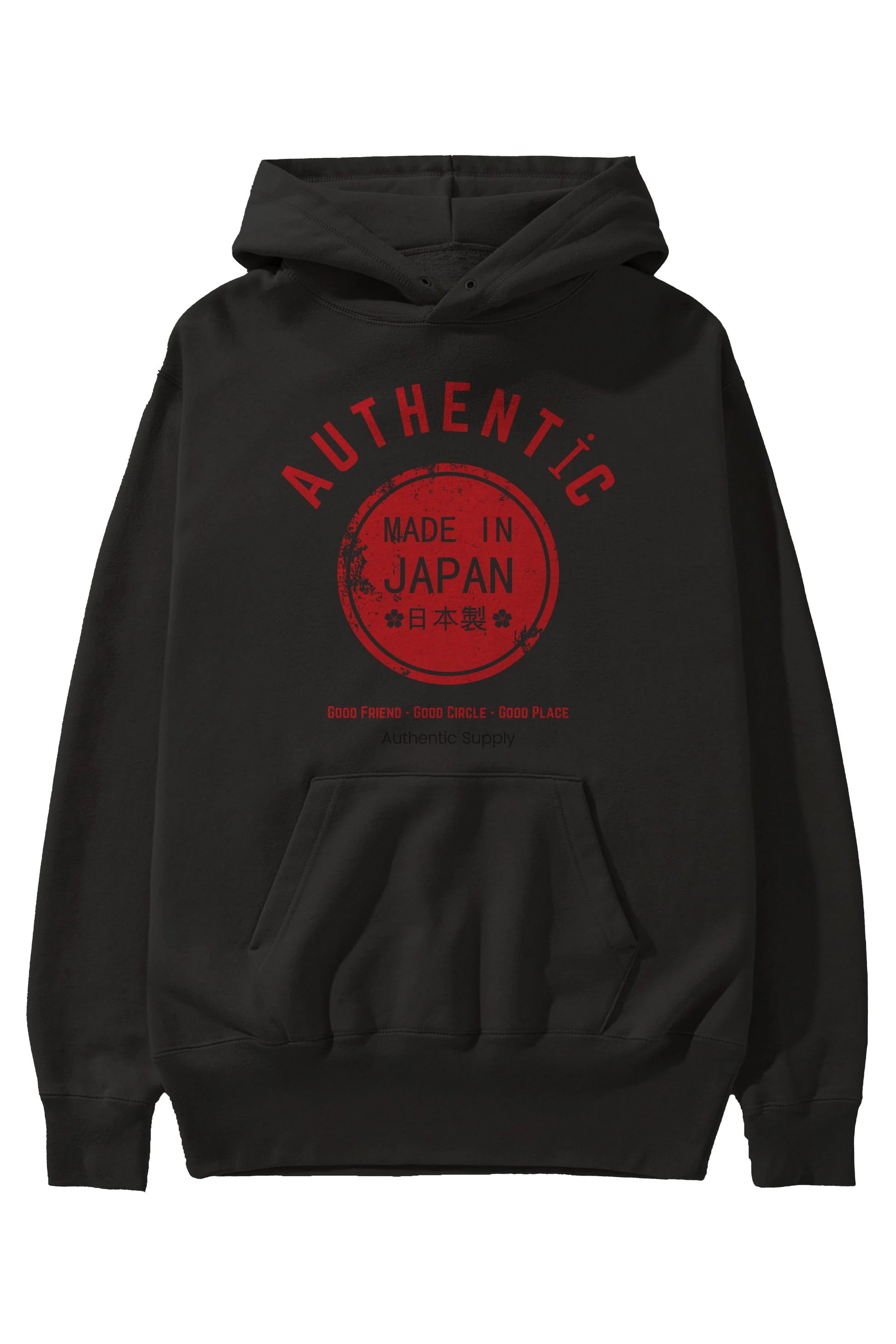 Authentic Japan Style Ön Baskılı Oversize Hoodie Kapüşonlu Sweatshirt Erkek Kadın Unisex