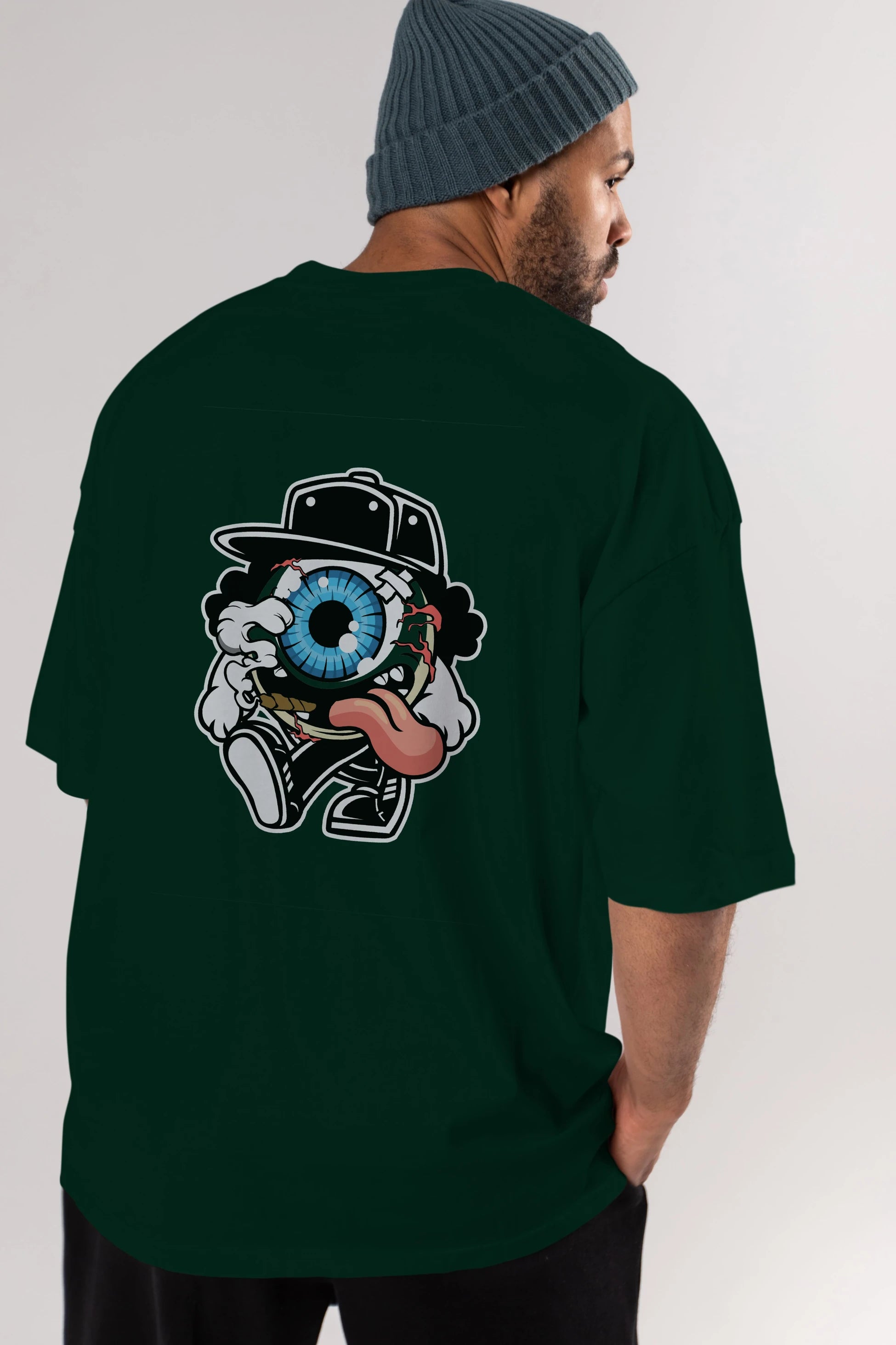 Eyeball Arka Baskılı Oversize t-shirt Erkek Kadın Unisex %100 Pamuk tişort