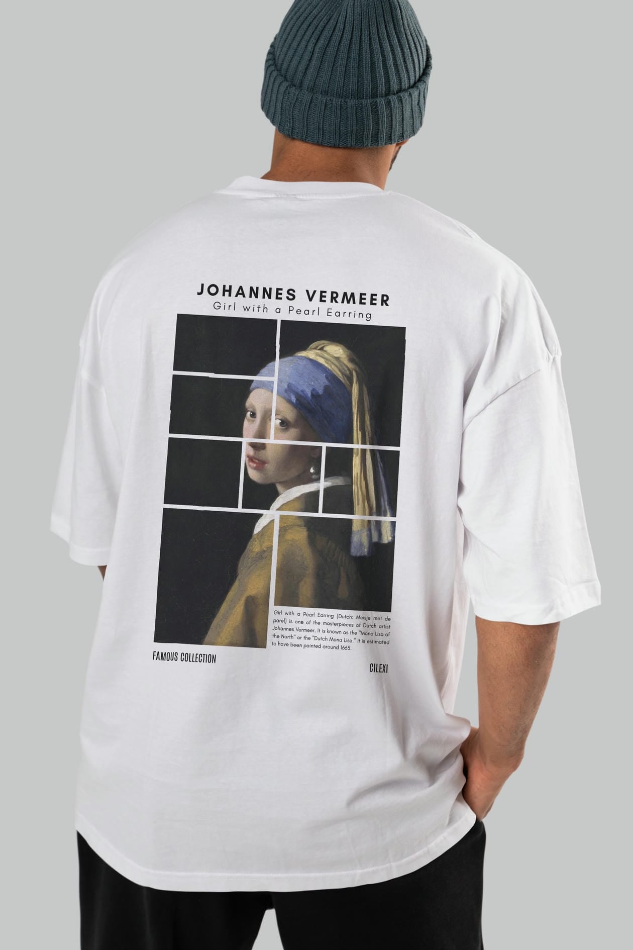 Johannes Vermeer Arka Baskılı Oversize t-shirt Erkek Kadın Bisiklet Yaka Pamuk tişort