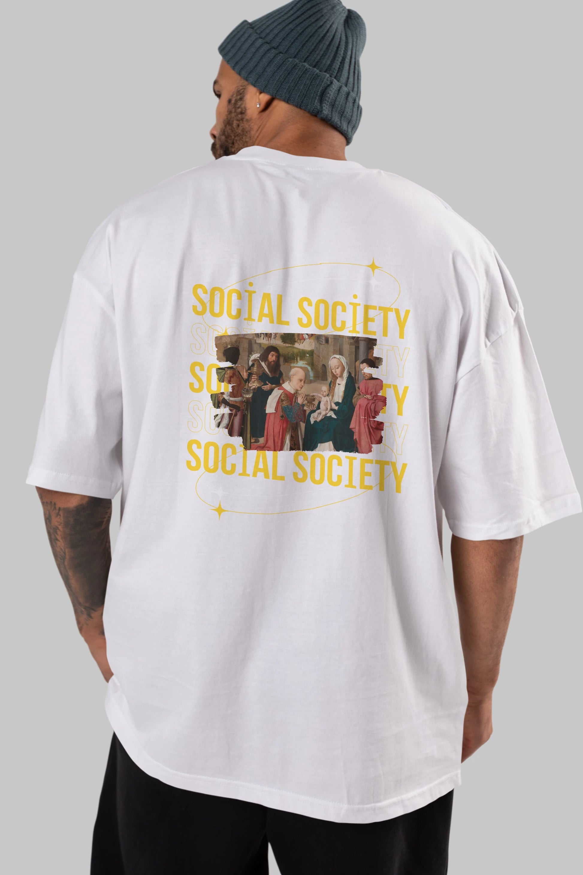 Social Society Yazılı Arka Baskılı Oversize t-shirt Erkek Kadın Unisex